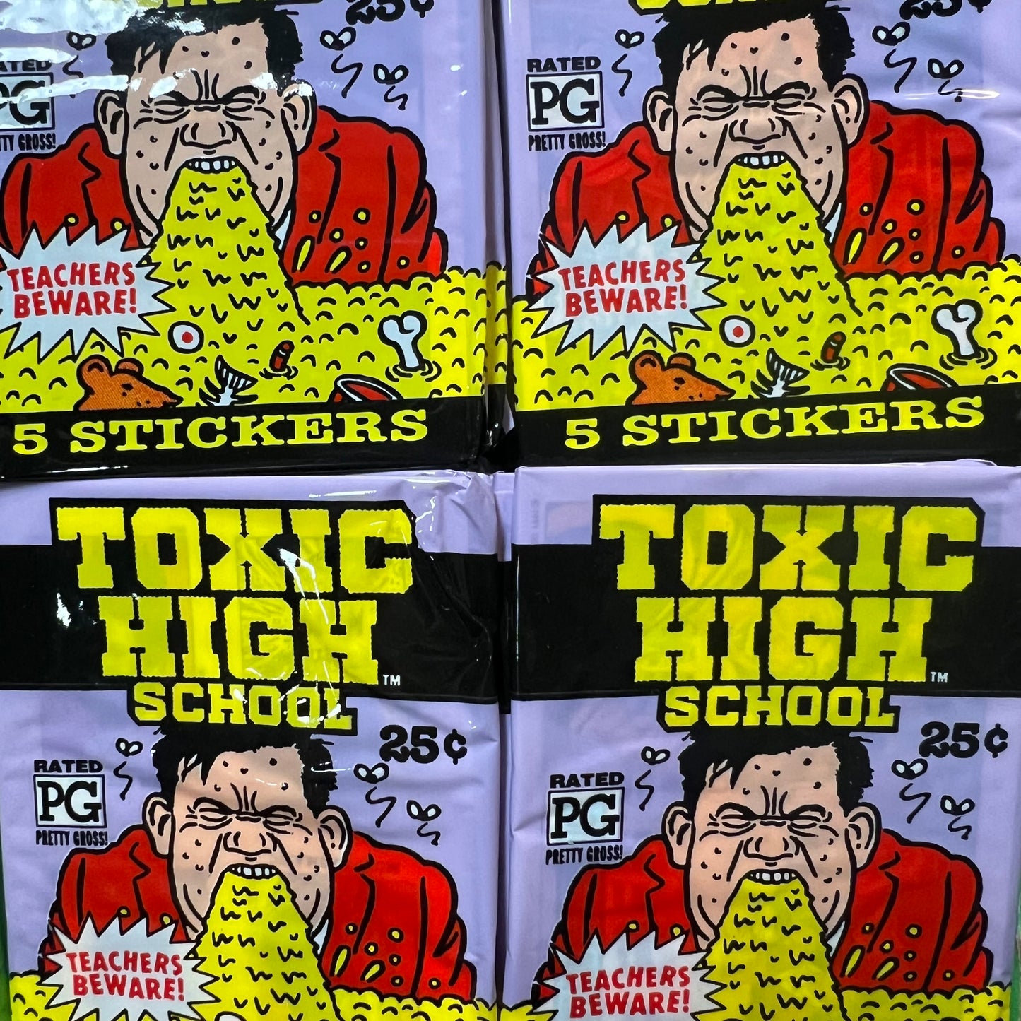 Vintage 1991 Topps Toxic High School Sticker Pack (5 Count)