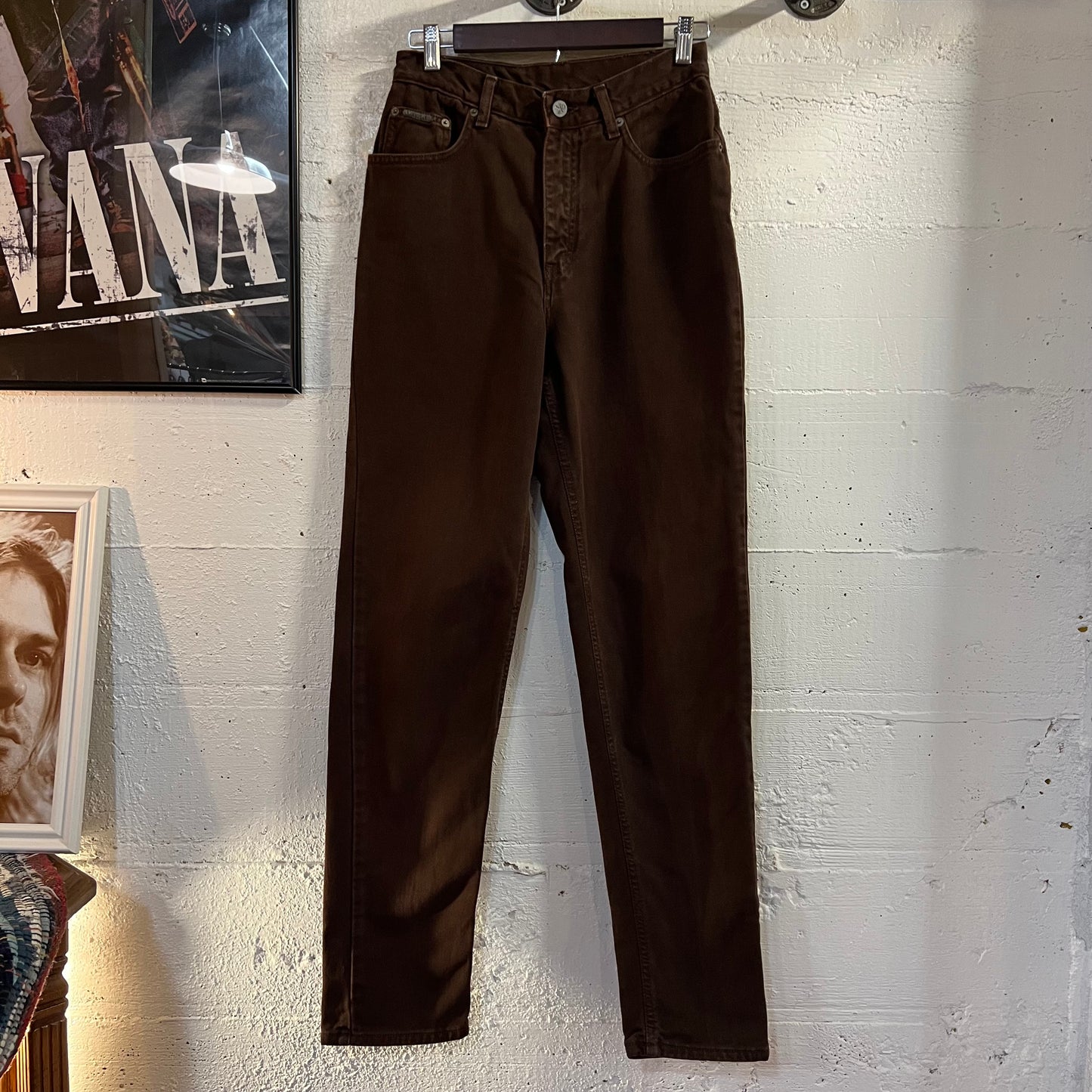 Vintage 90's Calvin Klein Jeans Brown Classic 5-Pocket Overdye Stonewash Denim Jeans - Size 8 (26"x31") - Made In USA