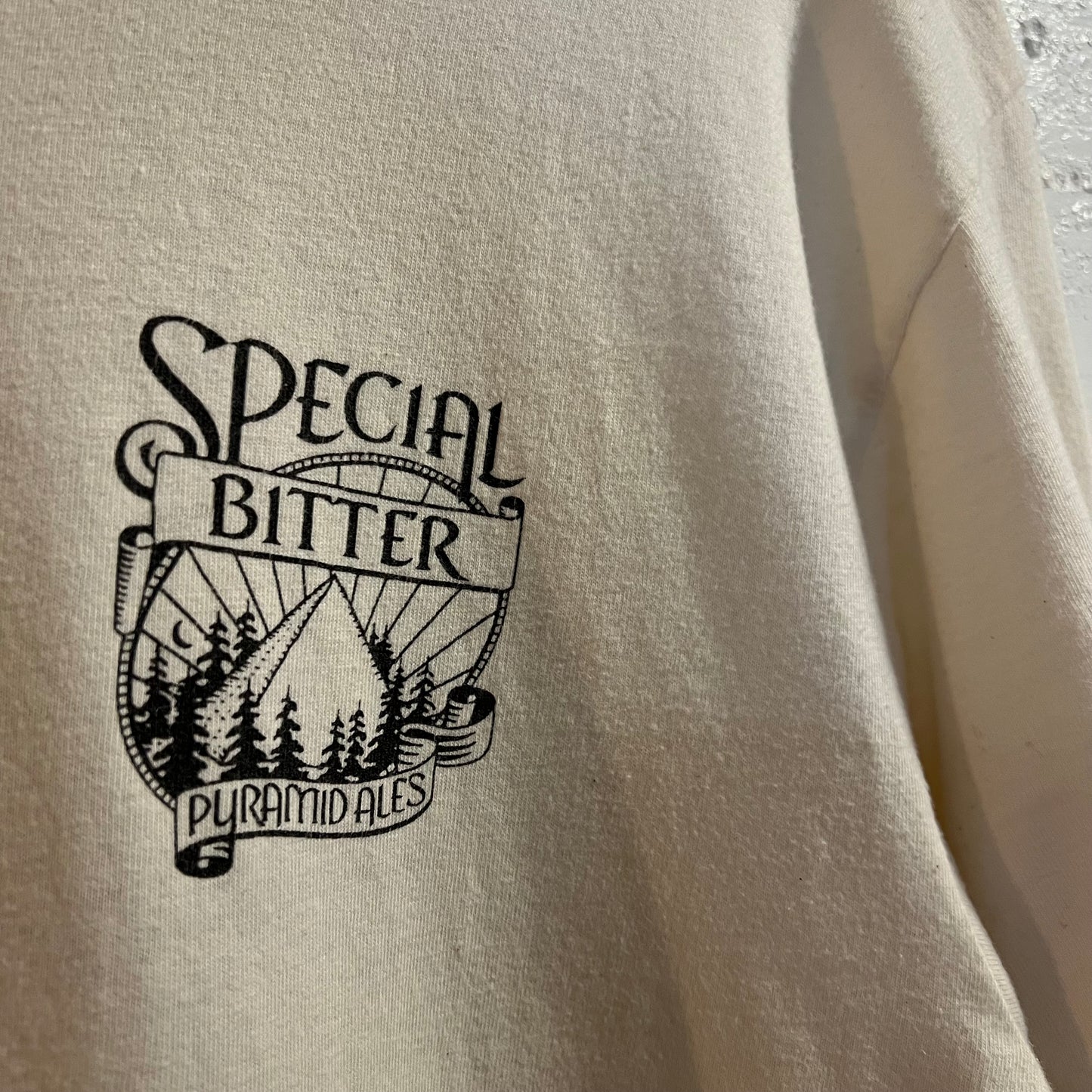 Vintage 90’s Special Bitter Pyramid Ales Single Stitch T-Shirt - Size Large - Made In USA - White/Black/Gold