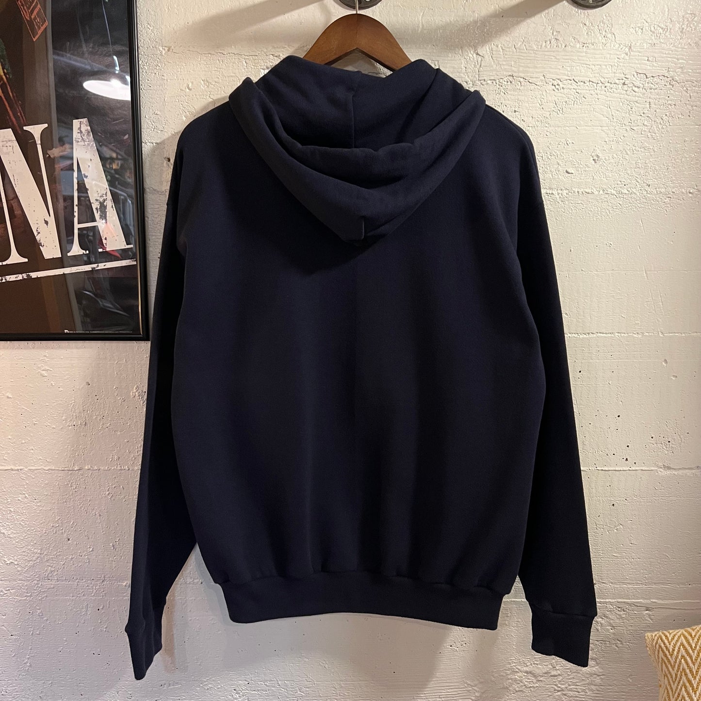 Vintage 80’s Jerzees ‘First Place’ Full Zip Hoodie Sweatshirt - Size Large - Made In USA - Navy