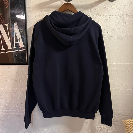Vintage 80’s Jerzees ‘First Place’ Full Zip Hoodie Sweatshirt - Size Large - Made In USA - Navy