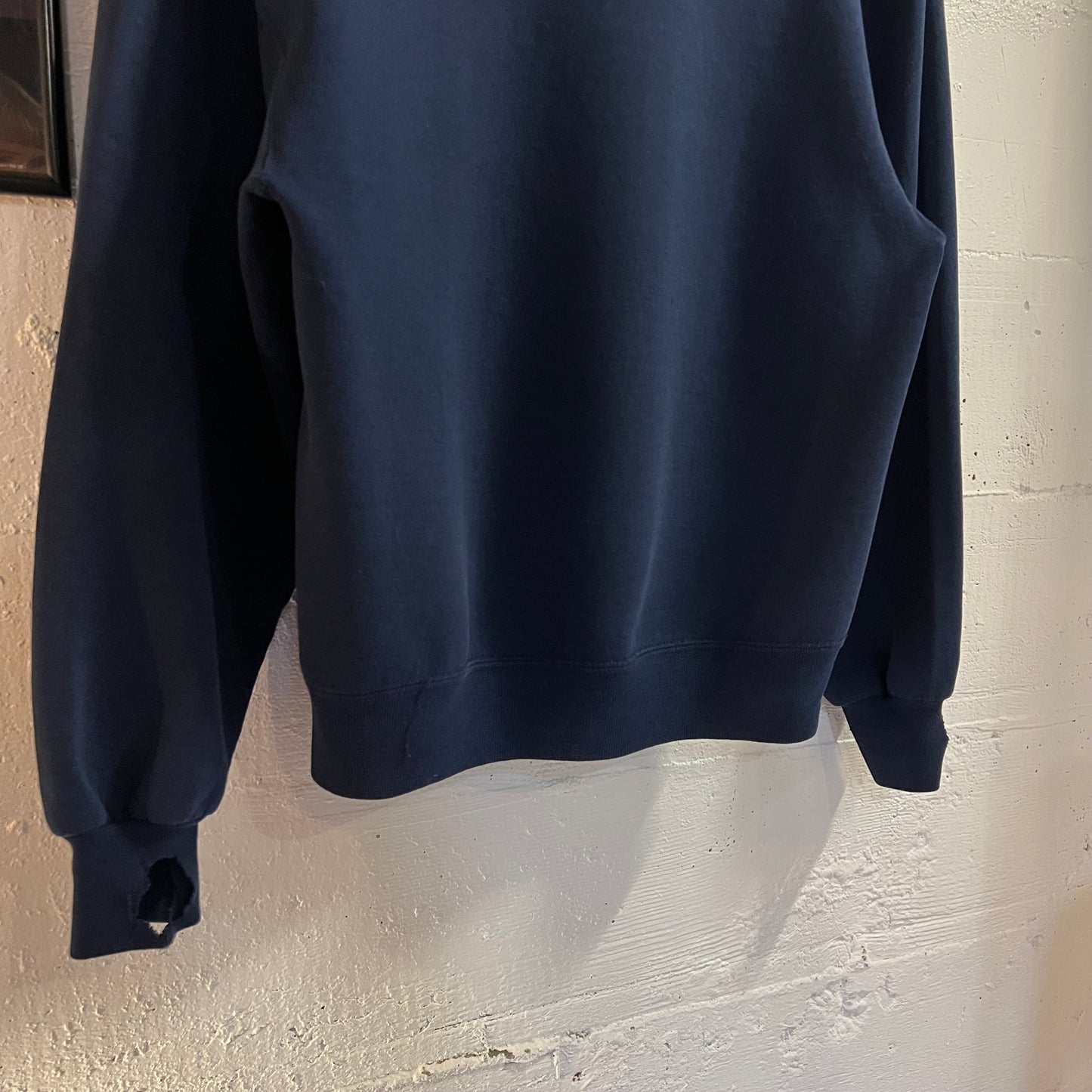 Vintage 90’s Distressed Russell Athletic St. Mary’s Crewneck Sweatshirt - Size Small - Made In USA - Navy/White