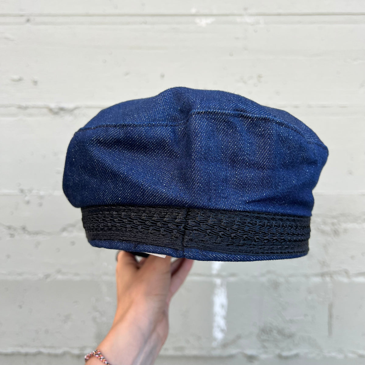 True Vintage 1960's Denim Greek Fisherman Cap - Medium - Union Made In USA - Dark Indigo