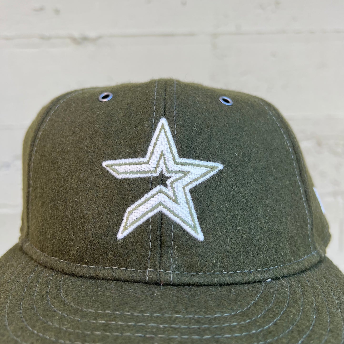 *New* New Era Houston Astros Cooperstown Collection Wool 59Fifty Retro Crown Fitted Ball Cap - 7-3/4 - Olive/White