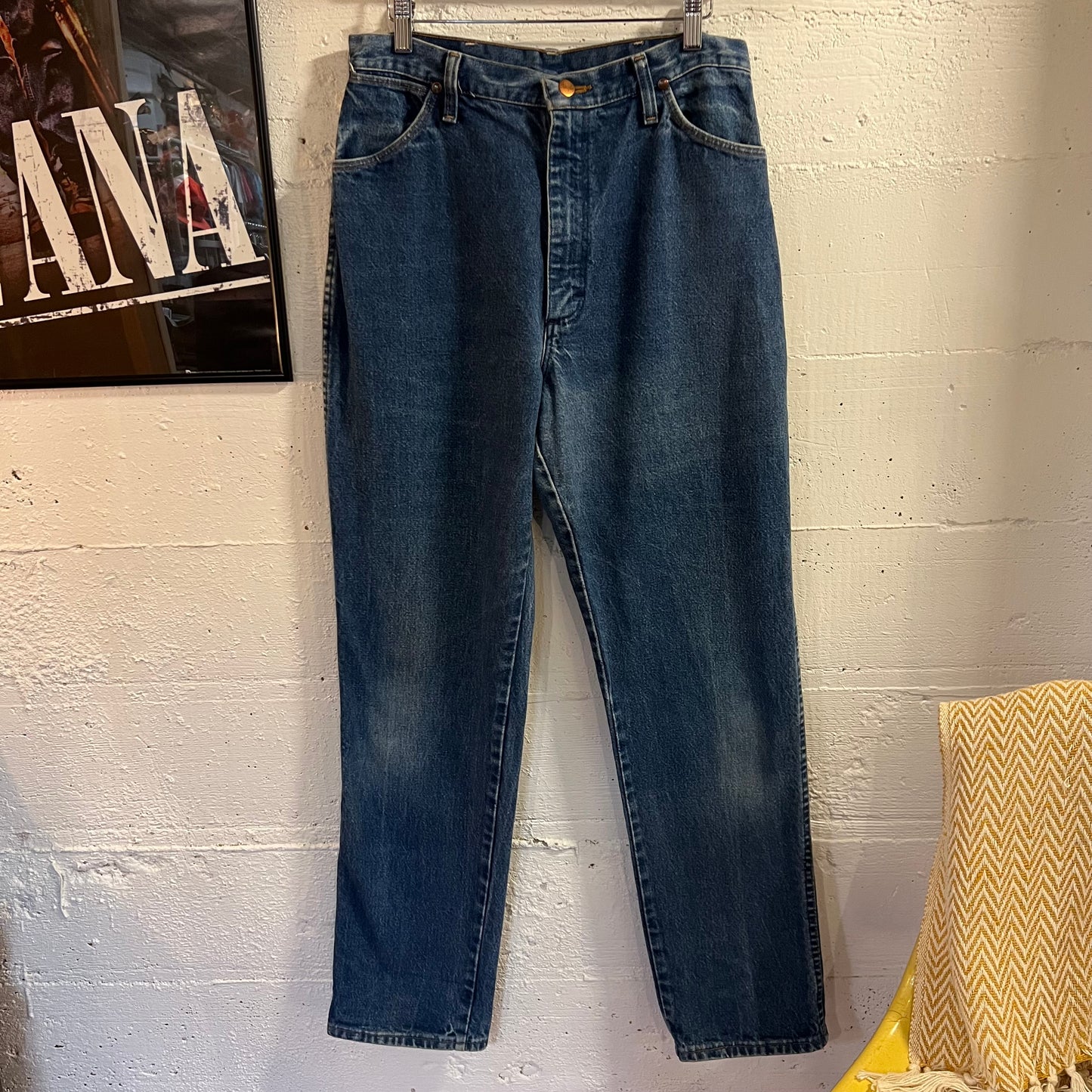 Vintage 90's Wrangler Women's Cowboy Cut High Rise Denim Jeans - Size 13/14 X 32 -  Made In USA - 12MWZG