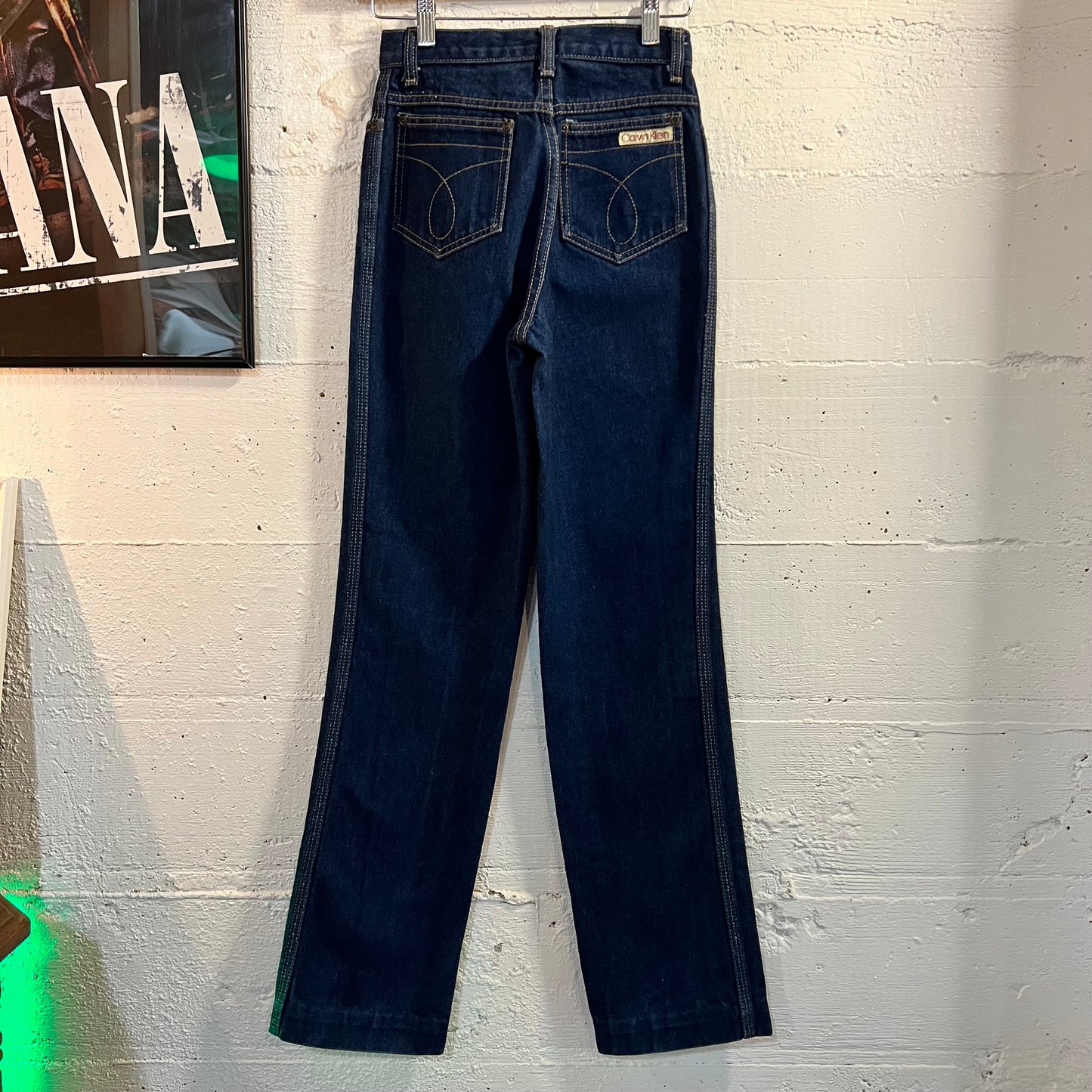 Vintage 1970's Calvin Klein High Rise Denim Jeans - Size 3 (23") - Made In USA - Talon Zipper - Dark Wash