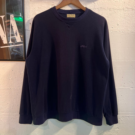 Vintage 90's L.L. Bean Fleece Pullover Crewneck Sweatshirt - Size Large - Made In USA - Navy
