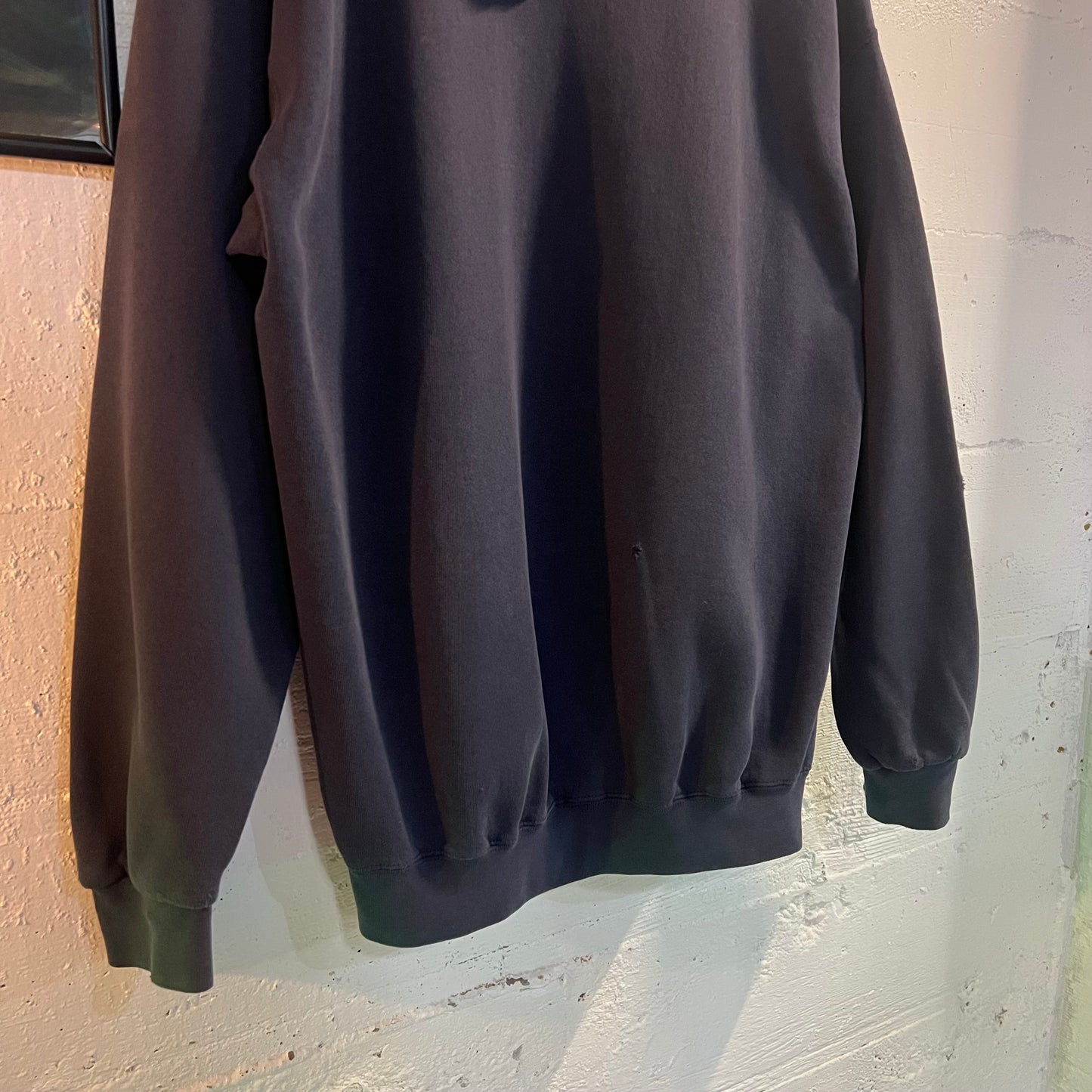 Vintage 90's Nike Spellout Embroidered 'Tracing' Distressed Hoodie Sweatshirt - Size Large - Made In USA - Navy