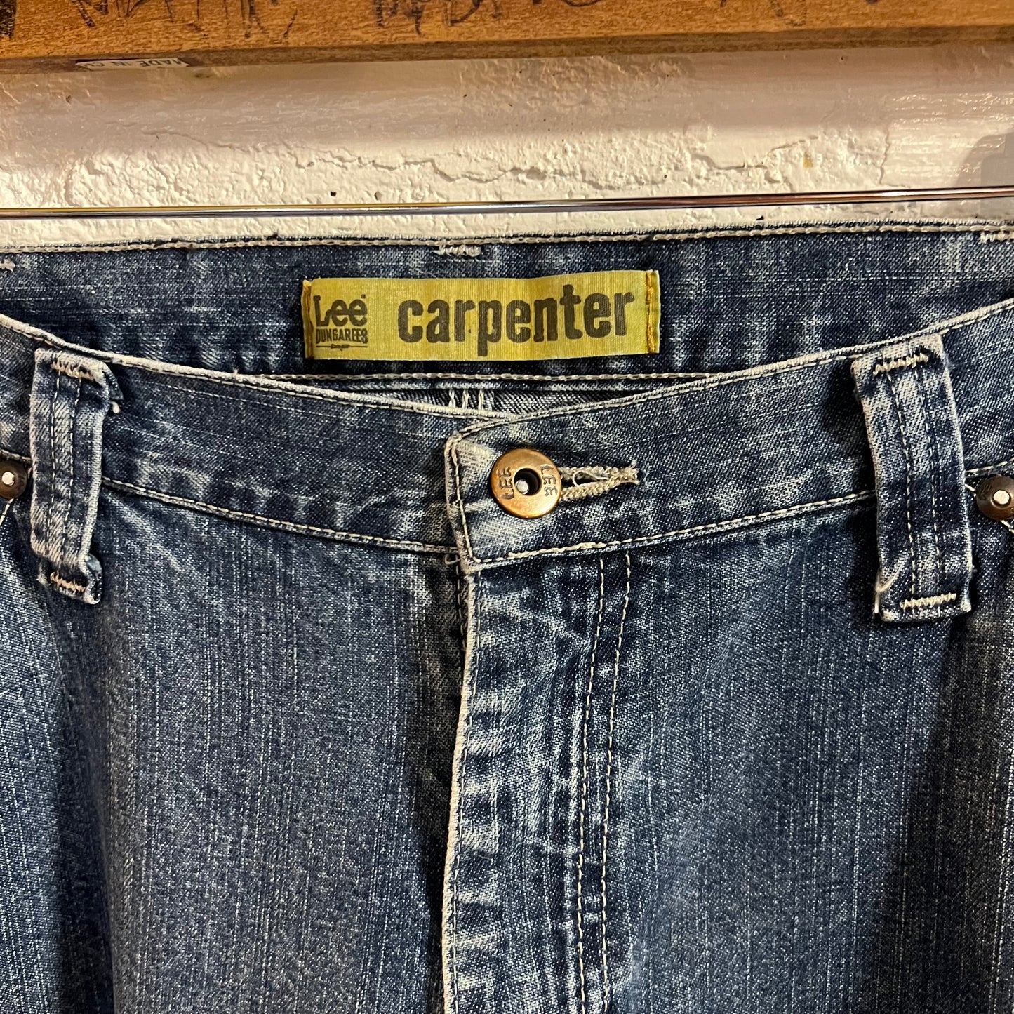 Vintage 2000's Lee Denim Carpenter Baggy Jeans - Size 38" x 31" - Mid Wash Indigo - 100% Cotton