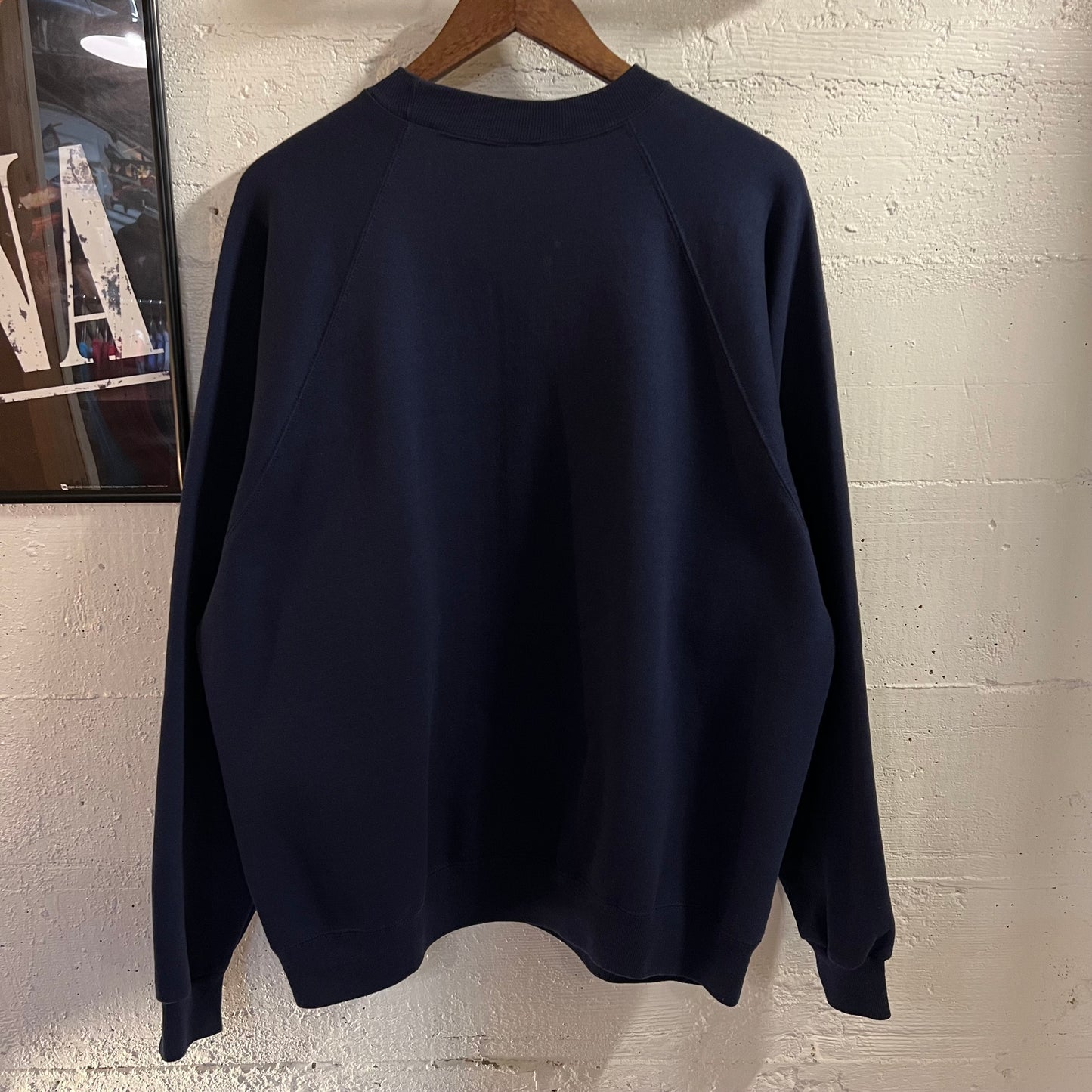 Vintage 90’s Hanes Blank Raglan Sleeve Crewneck Sweatshirt - Size XL - Navy