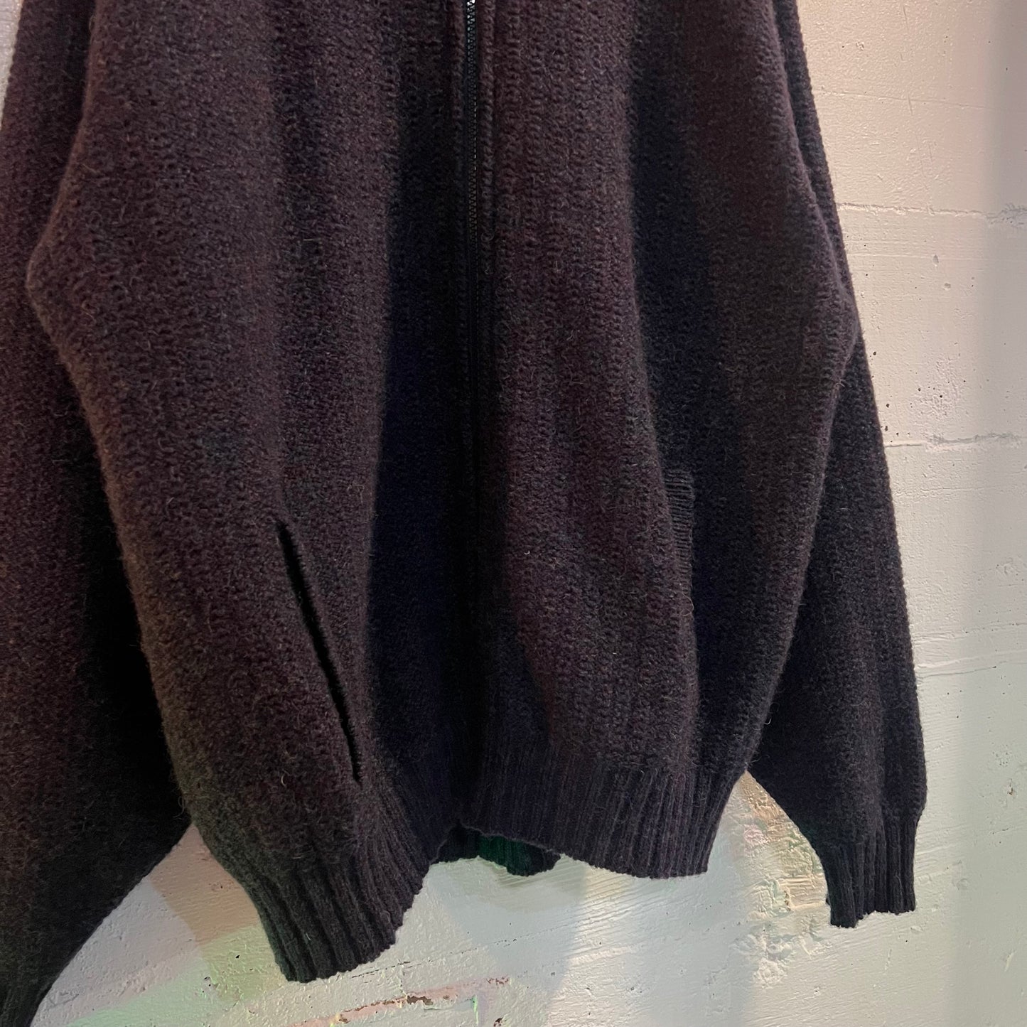 Vintage L.L.Bean 100% Marled Wool Zip-Up Knitted Sweater - Size Large - Made In USA - Blue/Purple/Multi