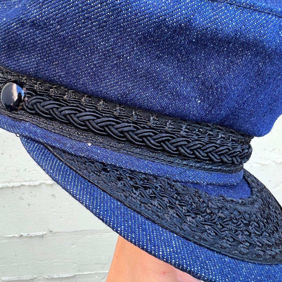 True Vintage 1960's Denim Greek Fisherman Cap - Medium - Union Made In USA - Dark Indigo