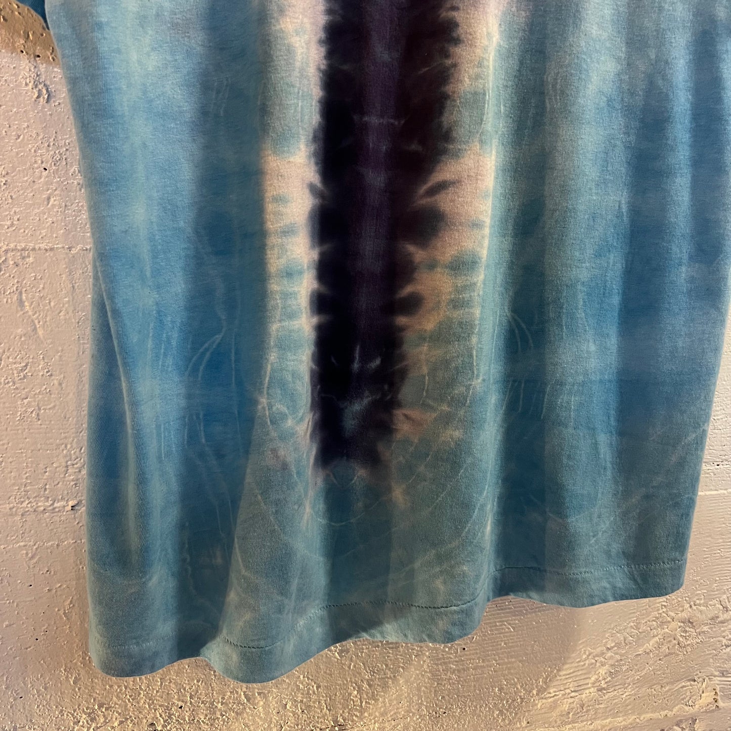 Vintage 1986 Jenshus Tie Dye Cosmic Zipper Single Stitch T-Shirt - Size Large - Made In USA - Blue/Light-Blue