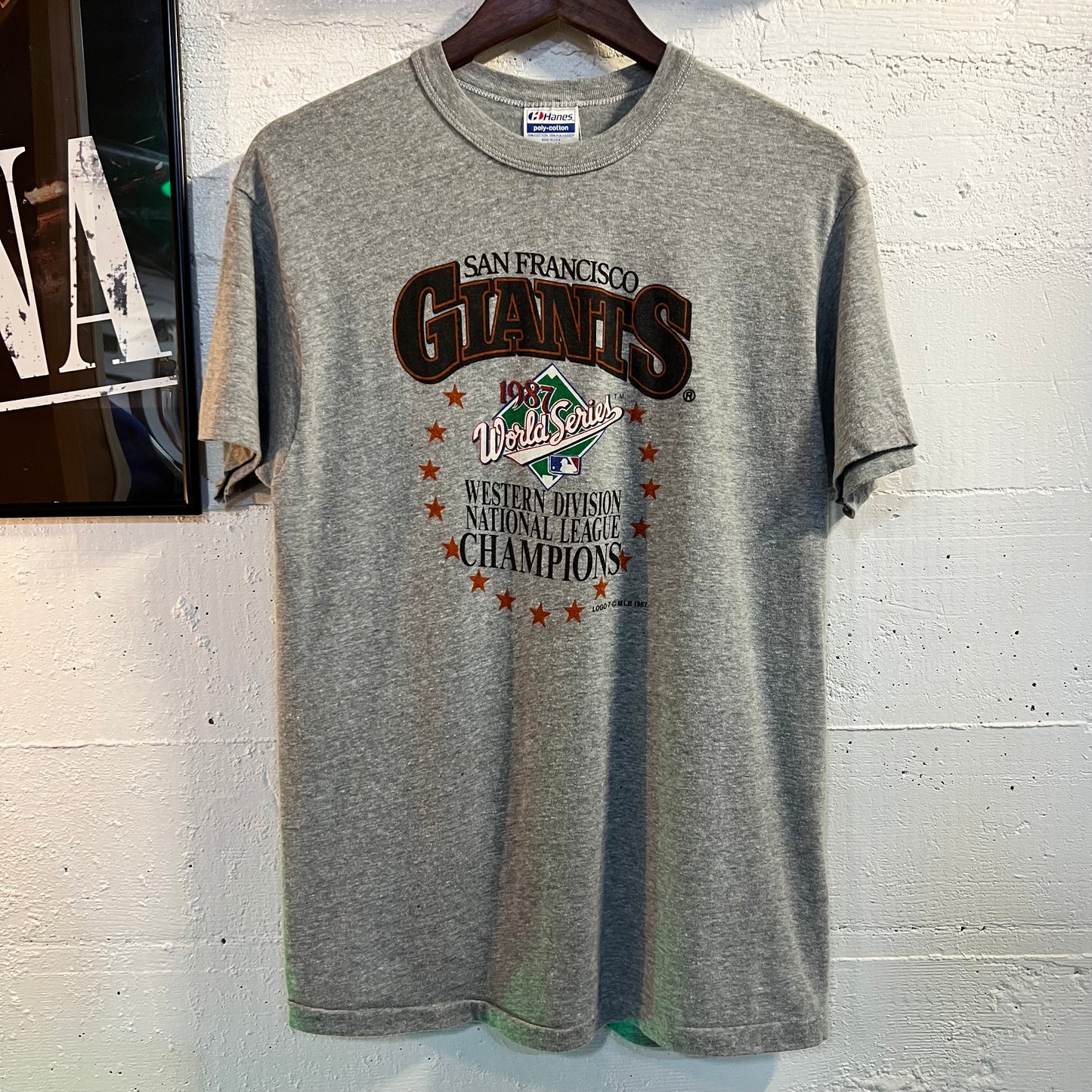 Vintage 1987 San Francisco Giants World Series Single Stitch T-Shirt - Size Large - Made In USA - Grey/Multicolor