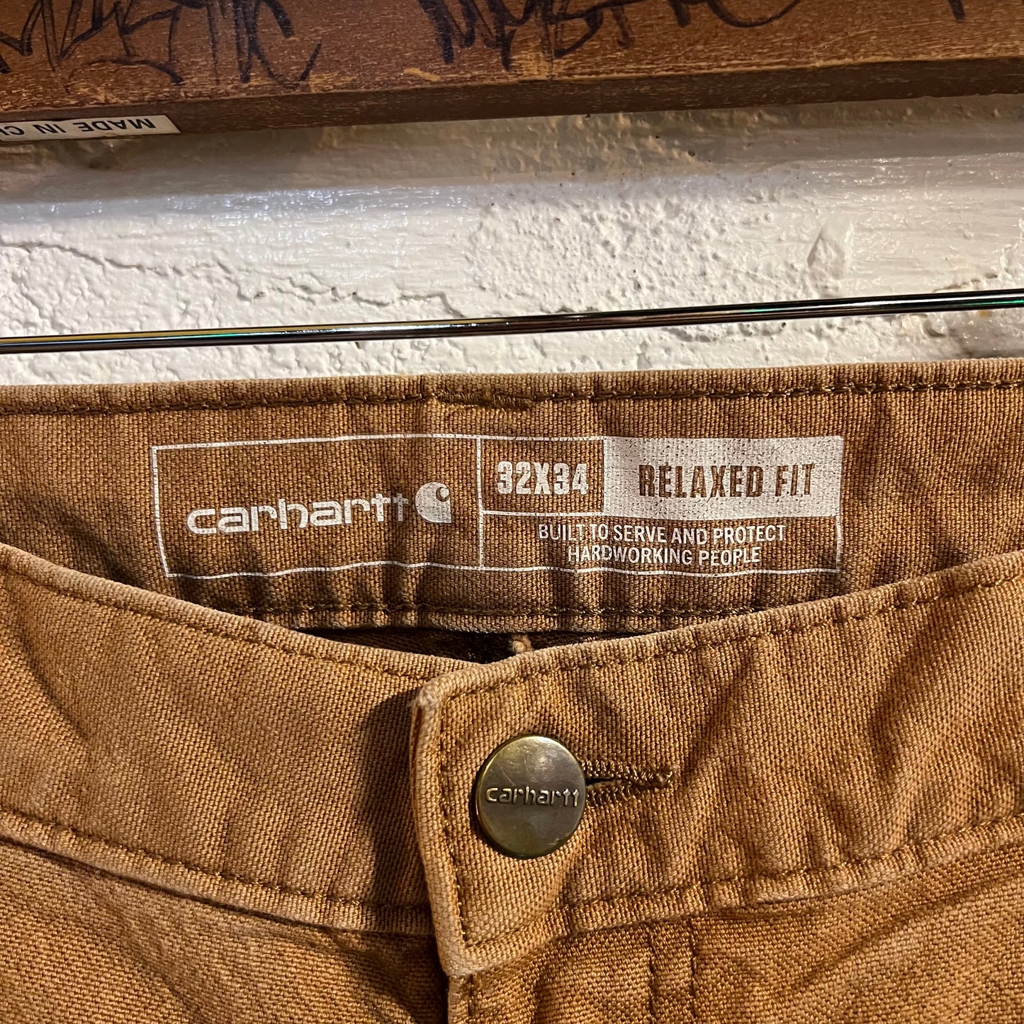 Carhartt Double Knee Duck Relaxed Fit Pants - Size 32" x 34" - Cropped - Brown