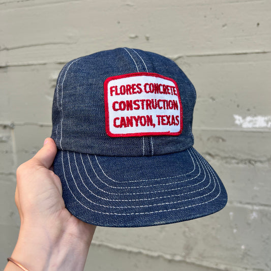 True Vintage 1970's Contrast Stitch Denim 6-Panel Company Patch Snapback Hat - O/S - Dark Indigo