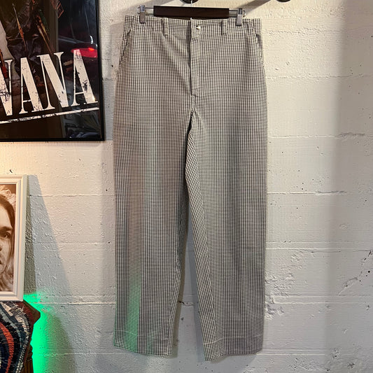 Vintage Houndstooth Classic Baggy Pleated Chef Pants - Size 32" x 31" - Made In USA - Talon Zipper