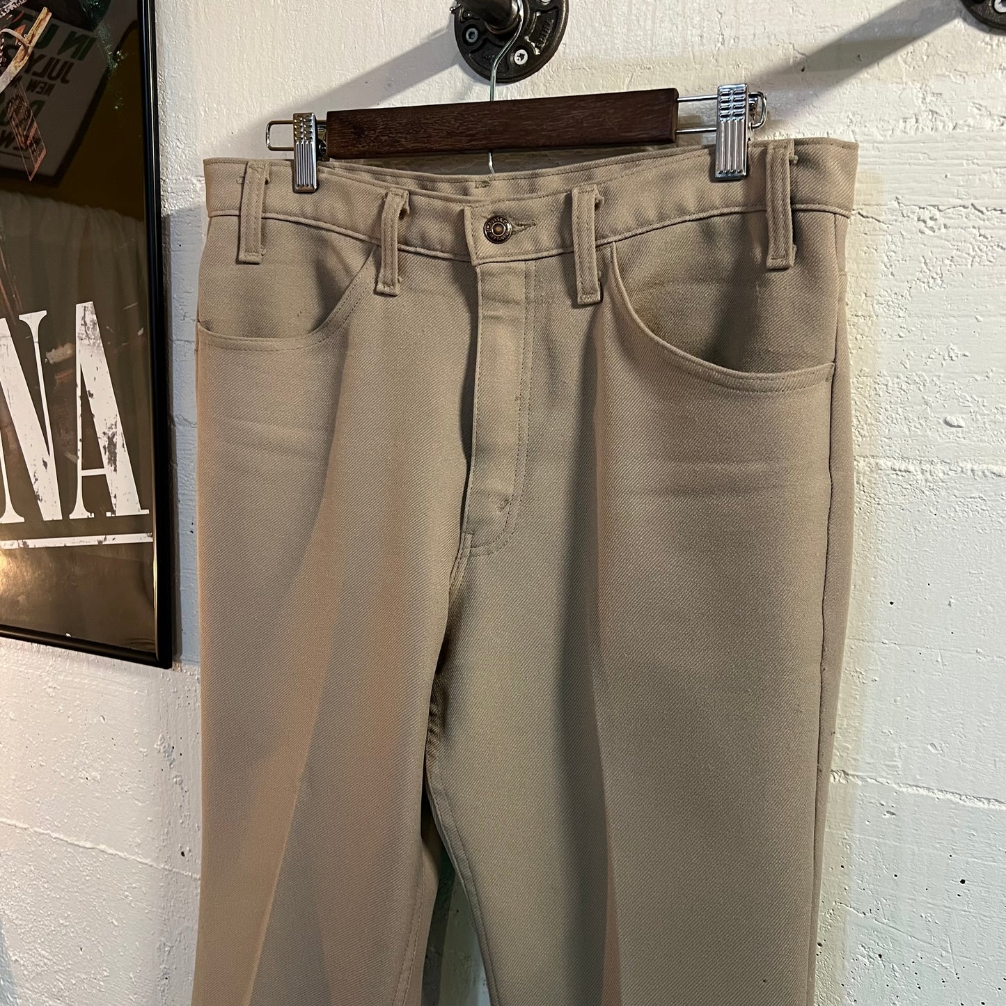 Vintage Late 70's Levi's Sta-Prest Dacron Pants - Size 34" x 30" - Made In USA - Scovill Zipper - Beige