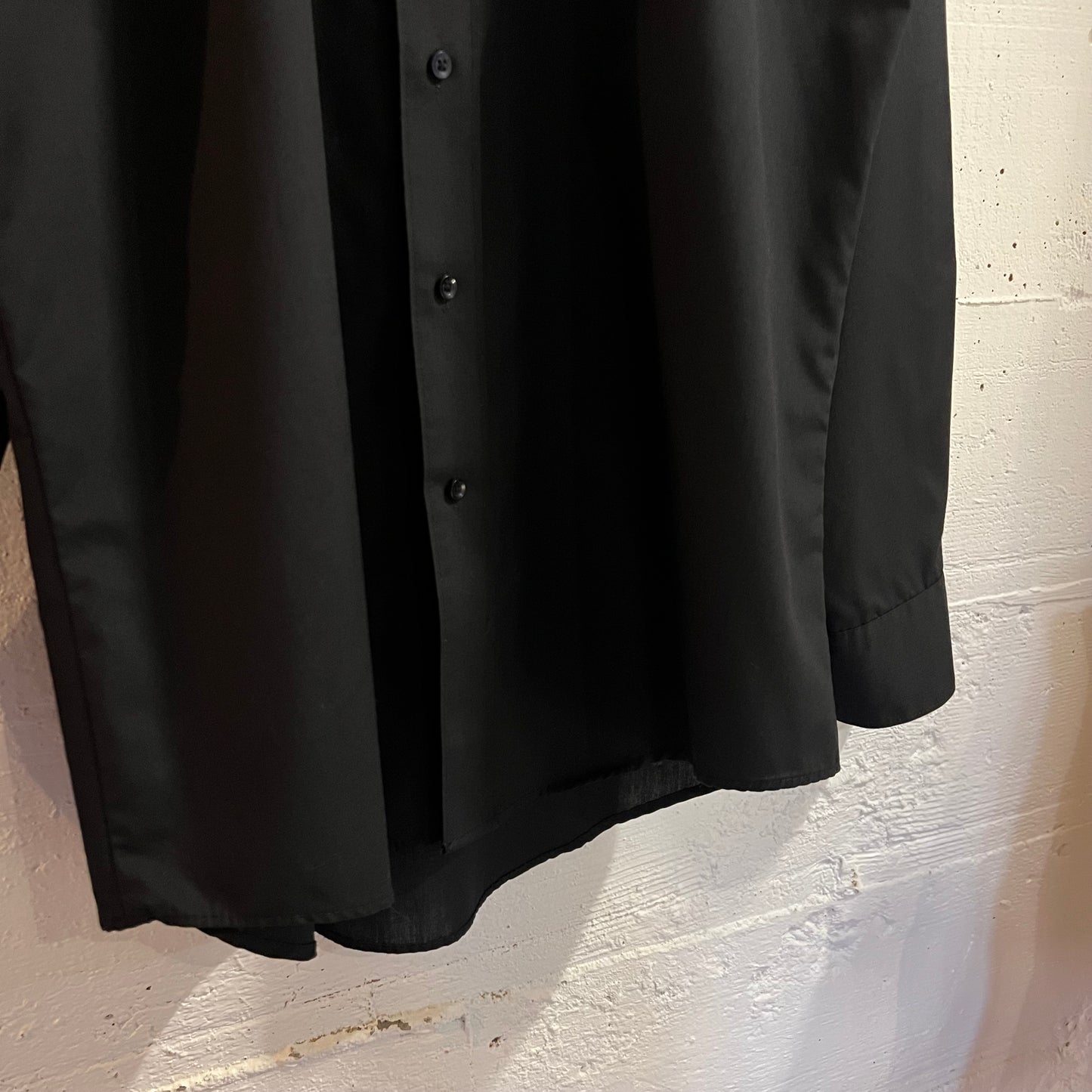 Vintage 80's Classix Black Long Sleeve Button Up Dress Shirt - Size 15-15 ½ - Black