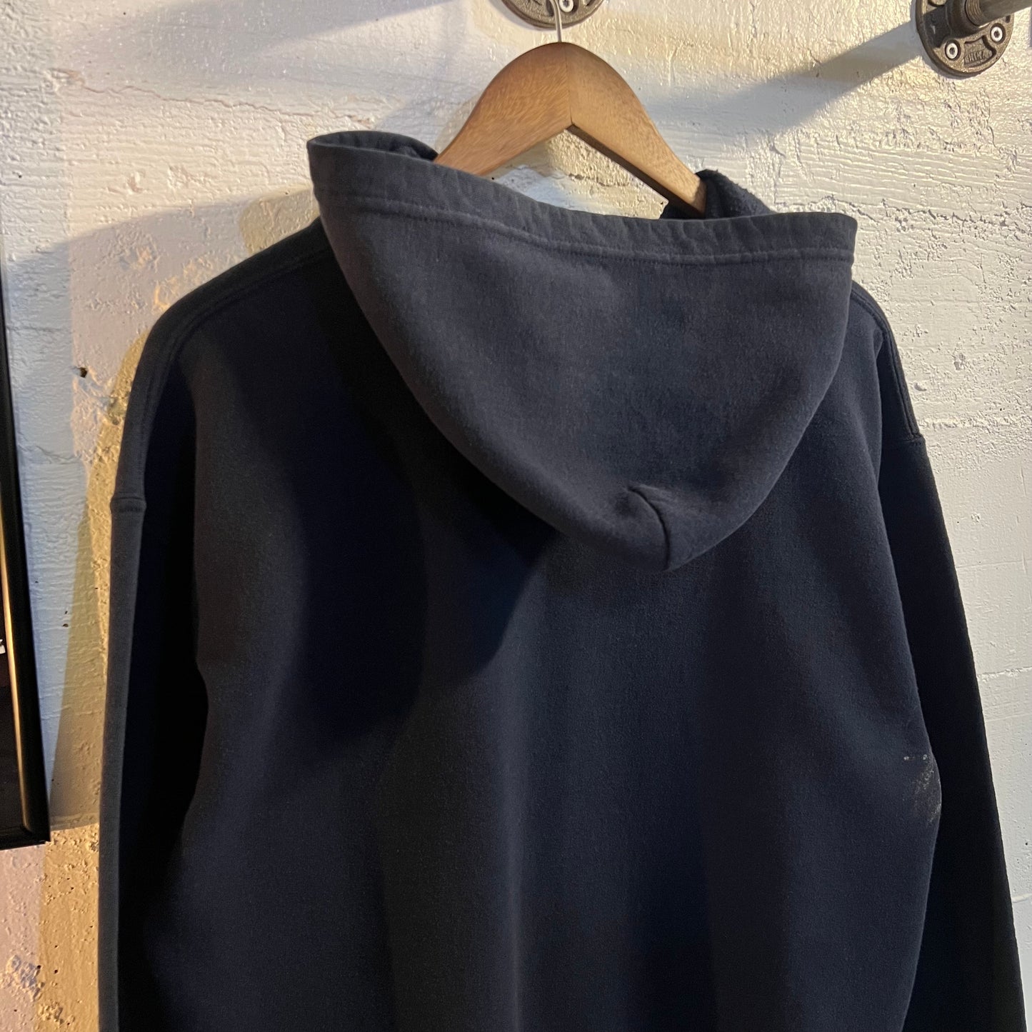 Vintage Blank Zip Up Hoodie Sweatshirt - Size Medium - Navy