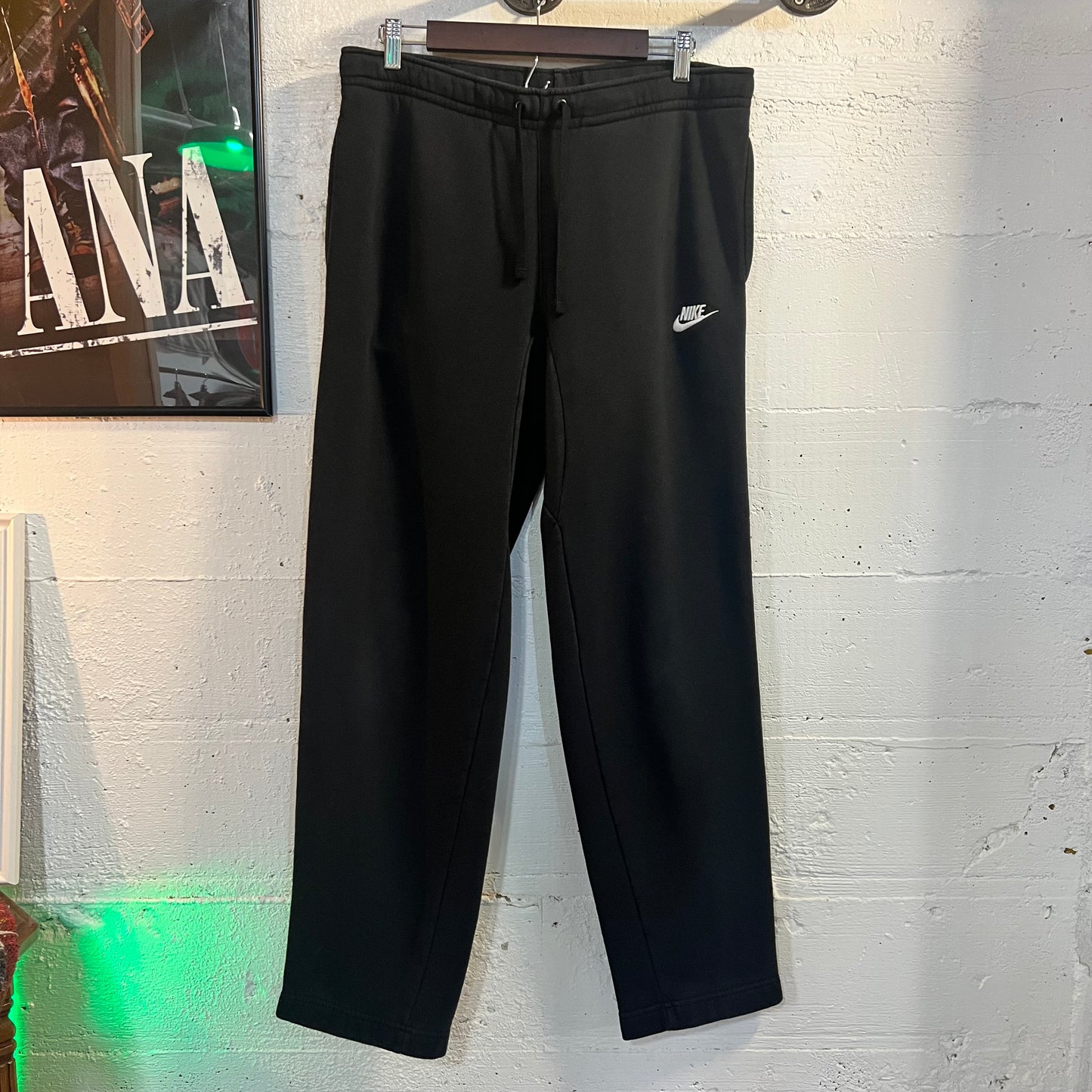 Y2K Nike Straight Leg Mini Swoosh Embroidered Sweats - Size Medium - Black/White