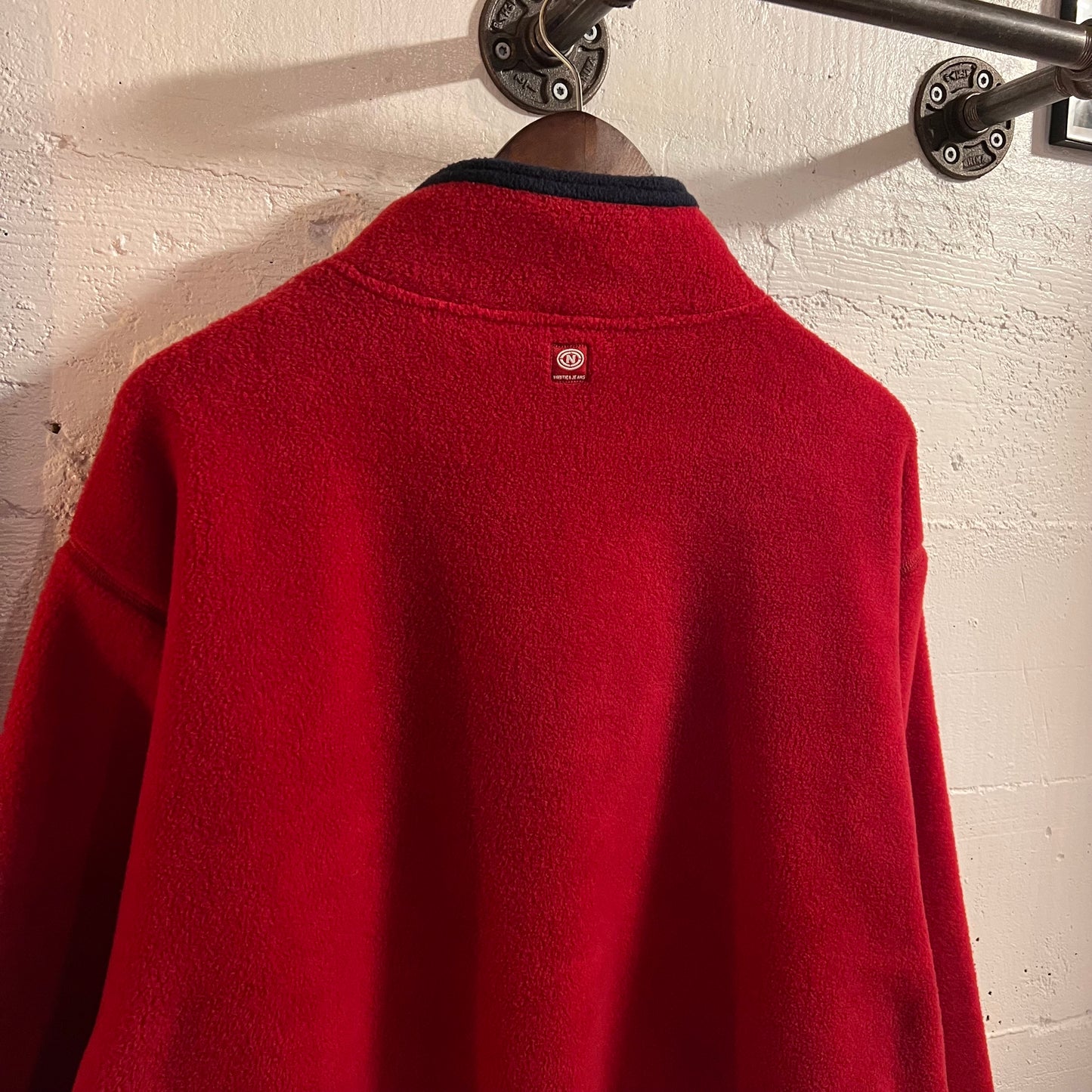 Vintage 90's Nautica Jeans Co. Half Zip Pullover Fleece - Size XL - Red/Navy/White