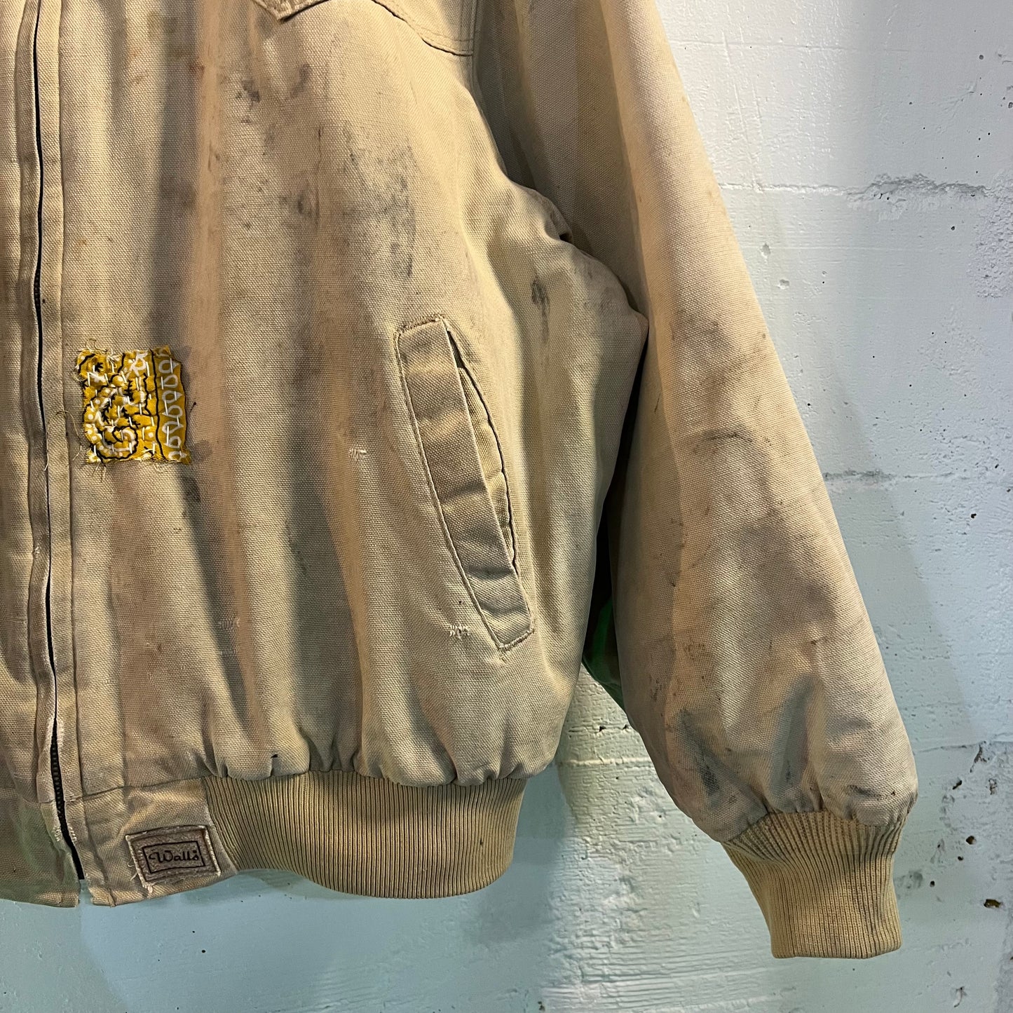 Vintage Distressed Walls Western Wear Blanket Lined Zip-Up Jacket - Size 2XL - Made In USA - Tan/Earth Toned