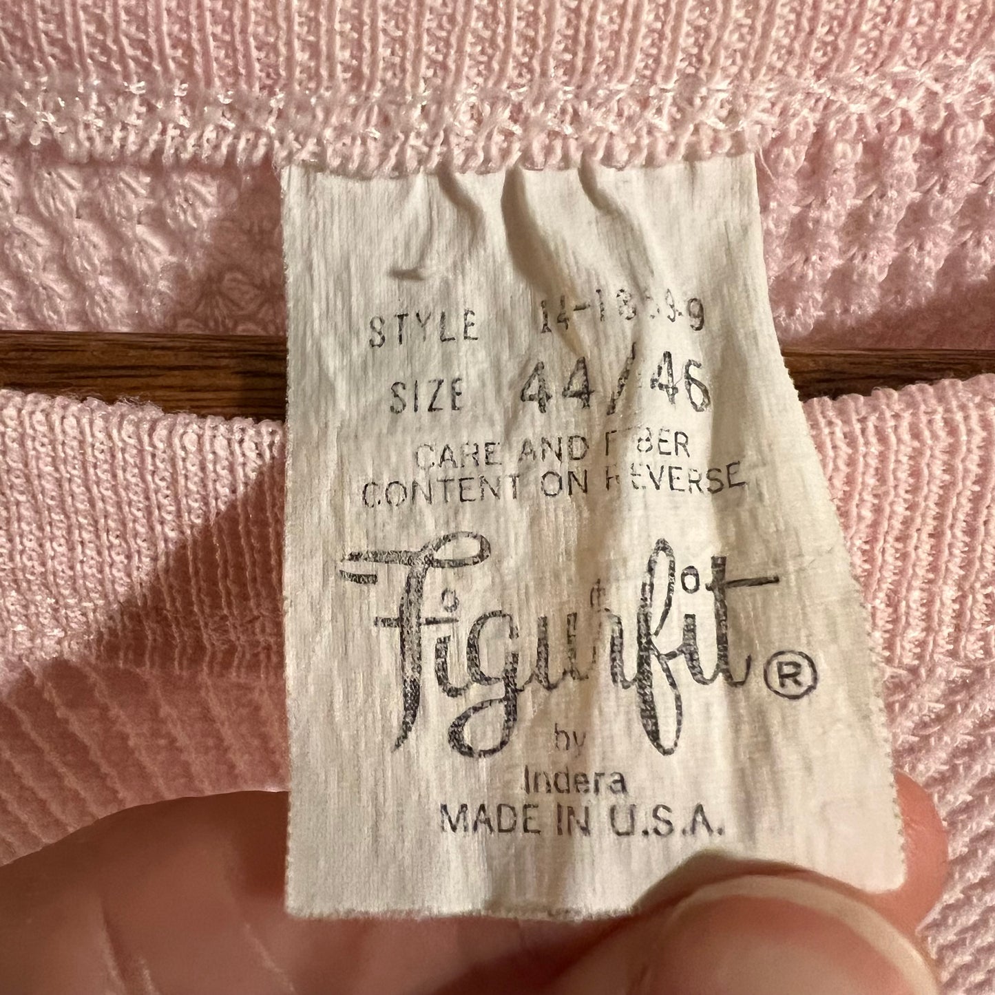 Vintage Pink Waffle Knit Thermal Shirt - Size 44/46 (XL) - Made In USA - Pink