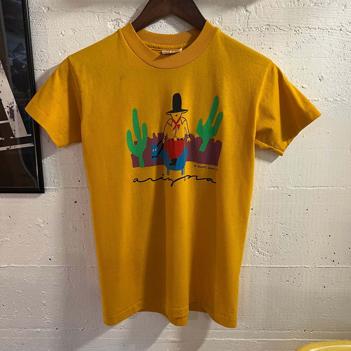 Vintage 90’s Arizona Cowboy Single Stitch Baby T-Shirt - Size Youth Large - Made In USA - Yellow/Multi