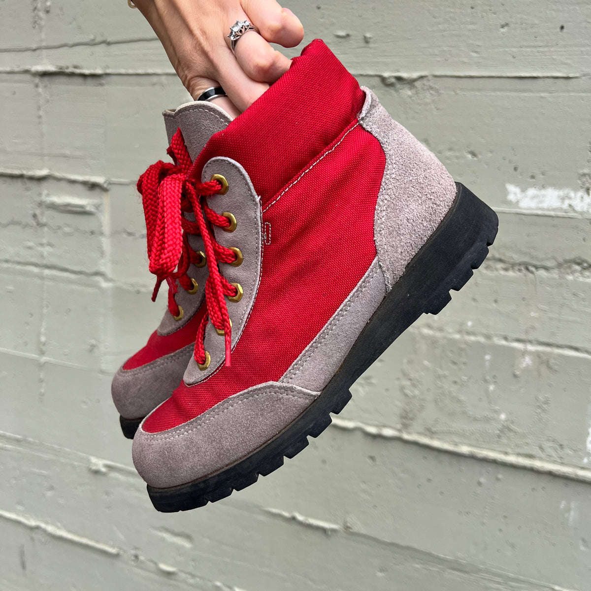 Vintage Rocky Boots Hiking Boot - Size 8M/9.5W - Red/Gray - Made In USA