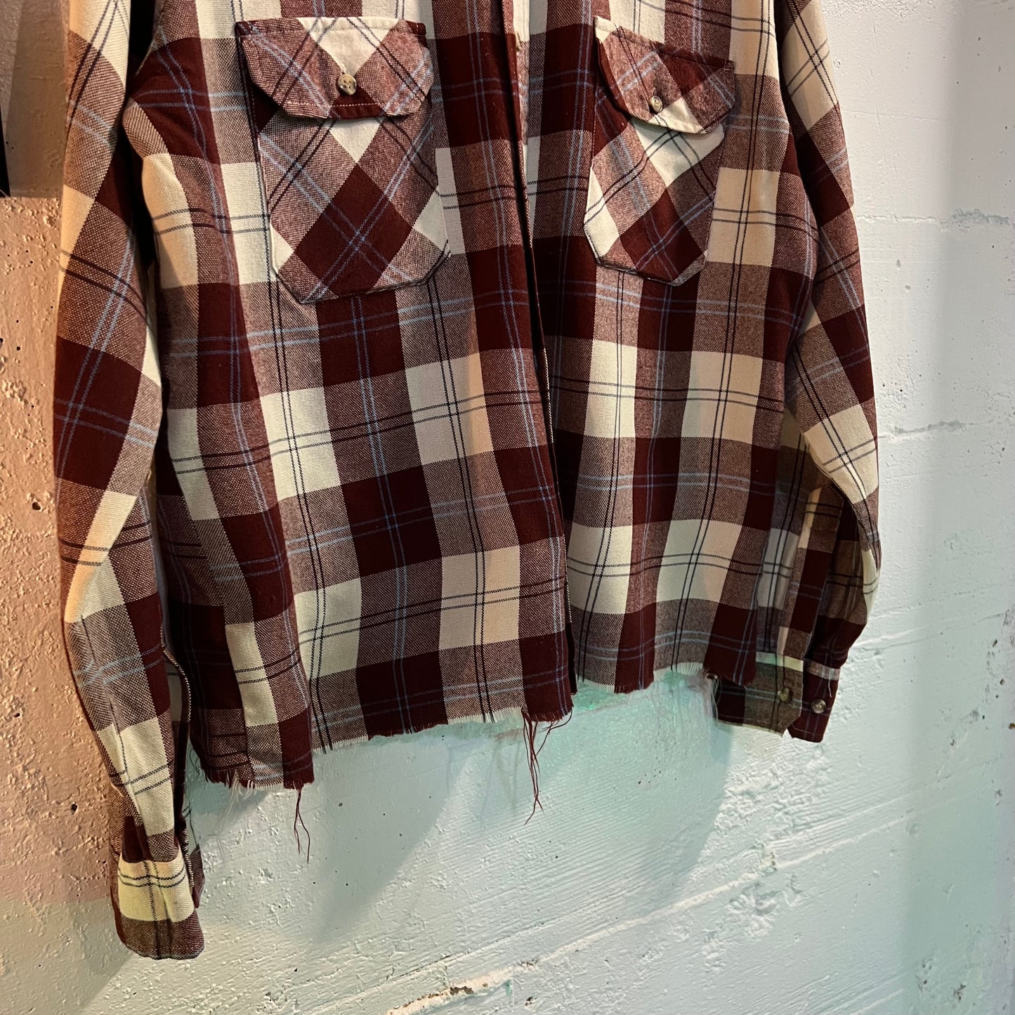 Vintage Charleston Bay Cropped Plaid Flannel - Size Medium - Red/Blue/White
