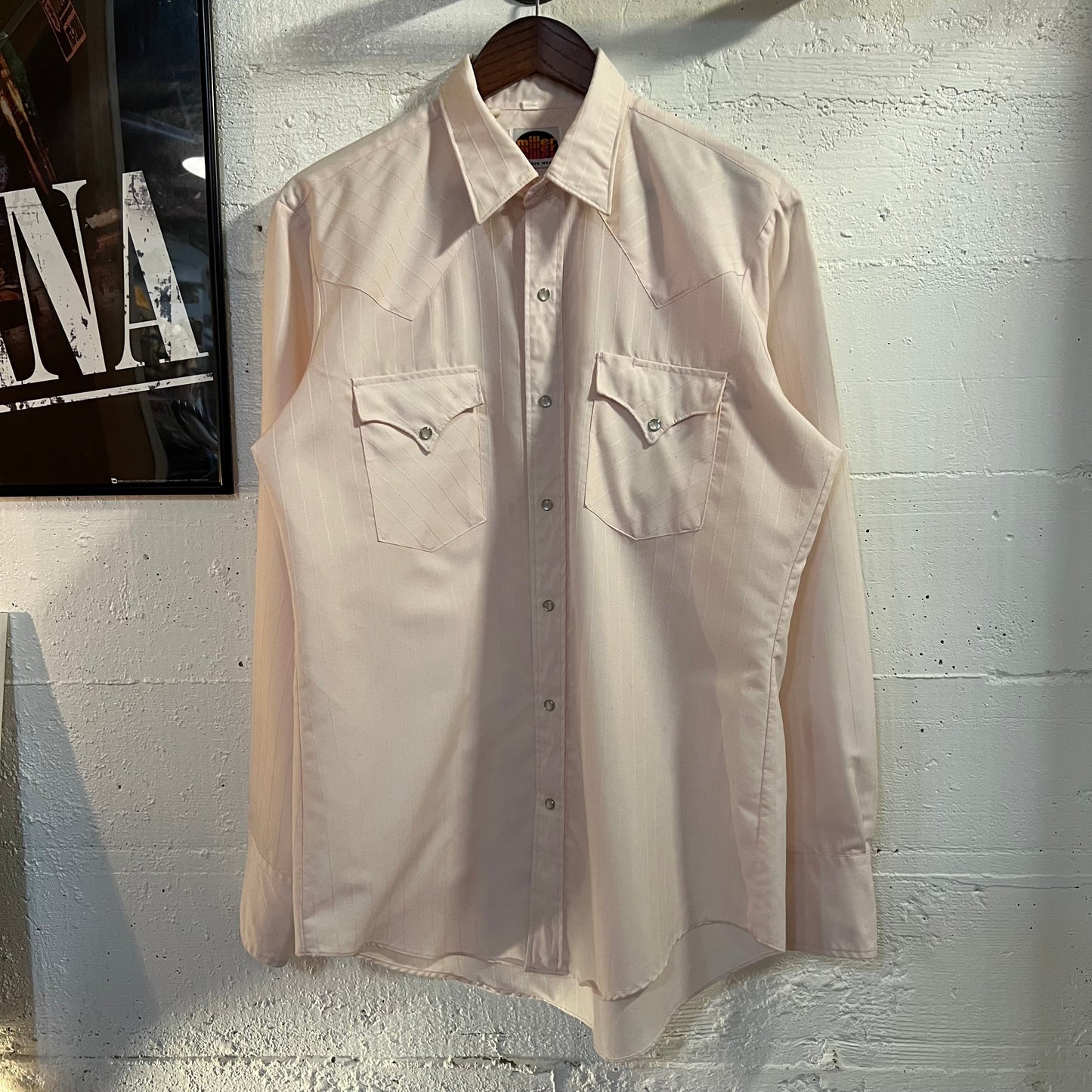 Vintage Miller Western Wear Pink Pearl Snap Western Shirt - Size Large (16-35) - Pink