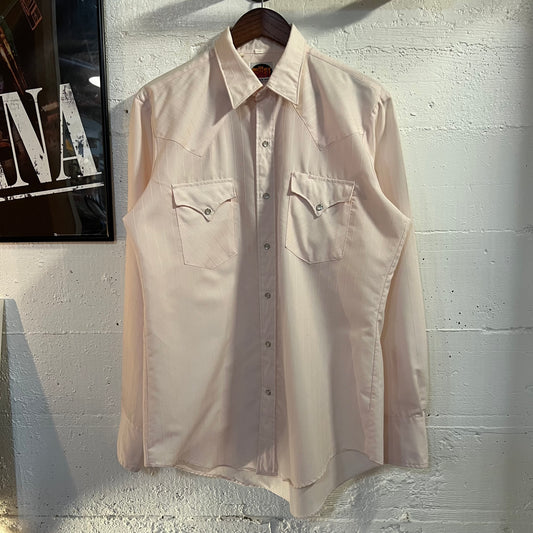 Vintage Miller Western Wear Pink Pearl Snap Western Shirt - Size Large (16-35) - Pink