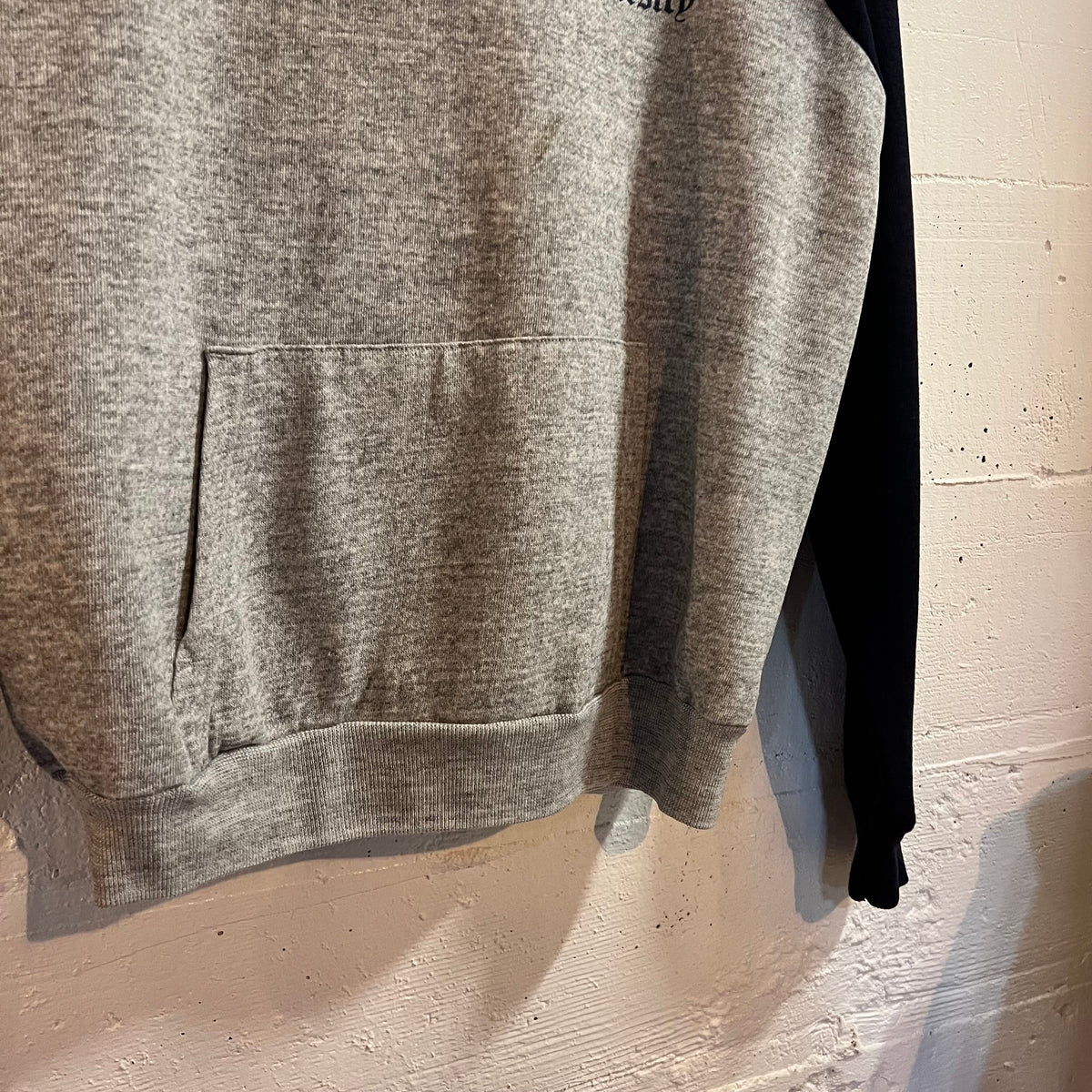 Vintage Cambridge University Raglan Sleeve Hoodie Sweatshirt - Size Small - Heather Grey/Navy