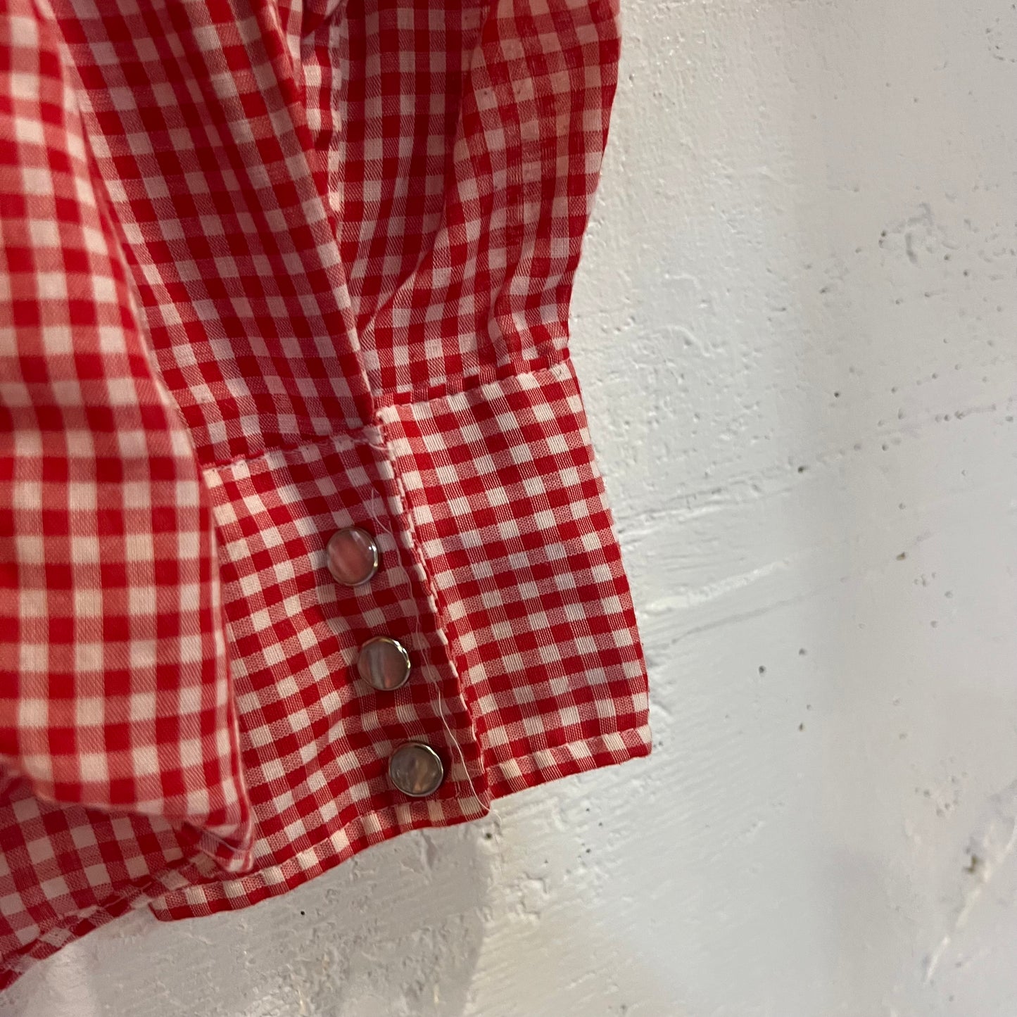 True Vintage 1970's Montgomery Ward Western Wear Gingham Plaid Pearl Snap Western Shirt - Size XL (17-17.5) - Made In USA