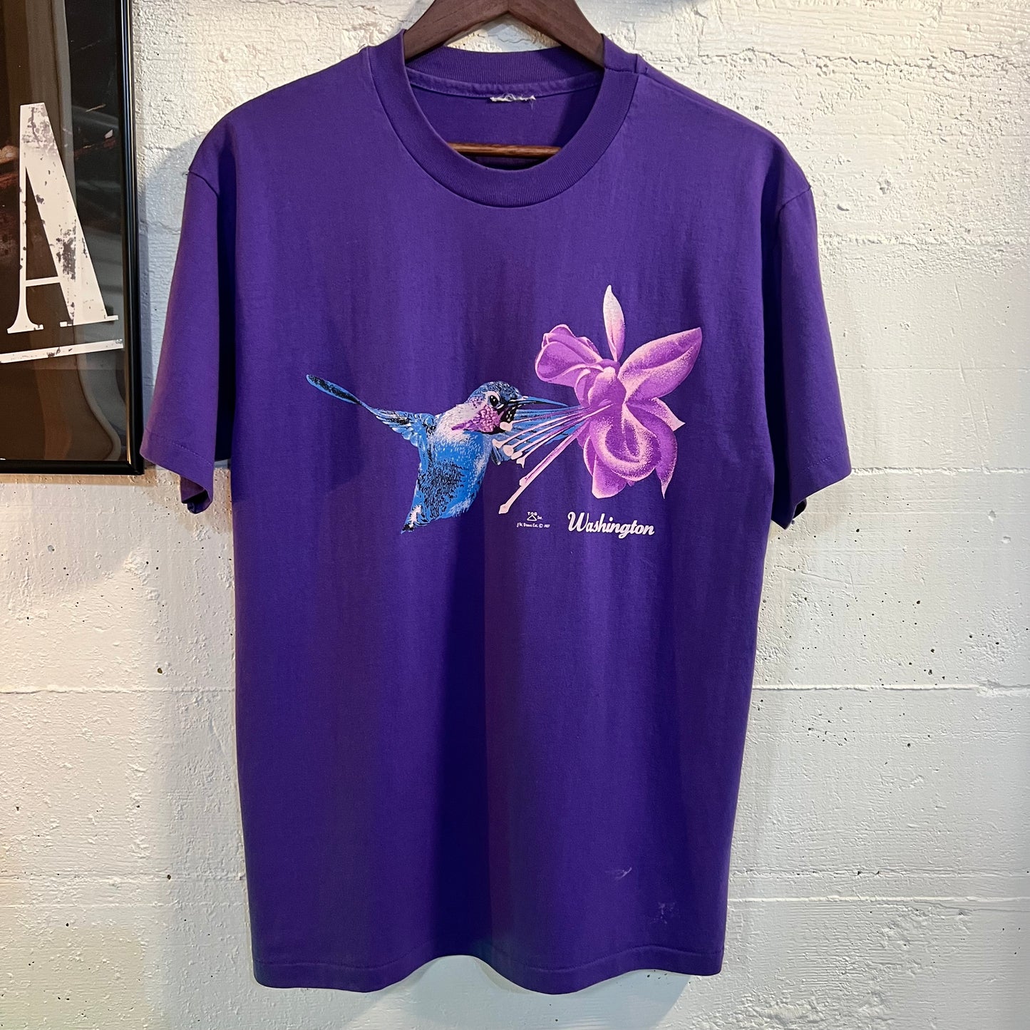 Vintage 80’s Hummingbird Washington Single Stitch T-Shirt - Size Large - Made In USA - Purple