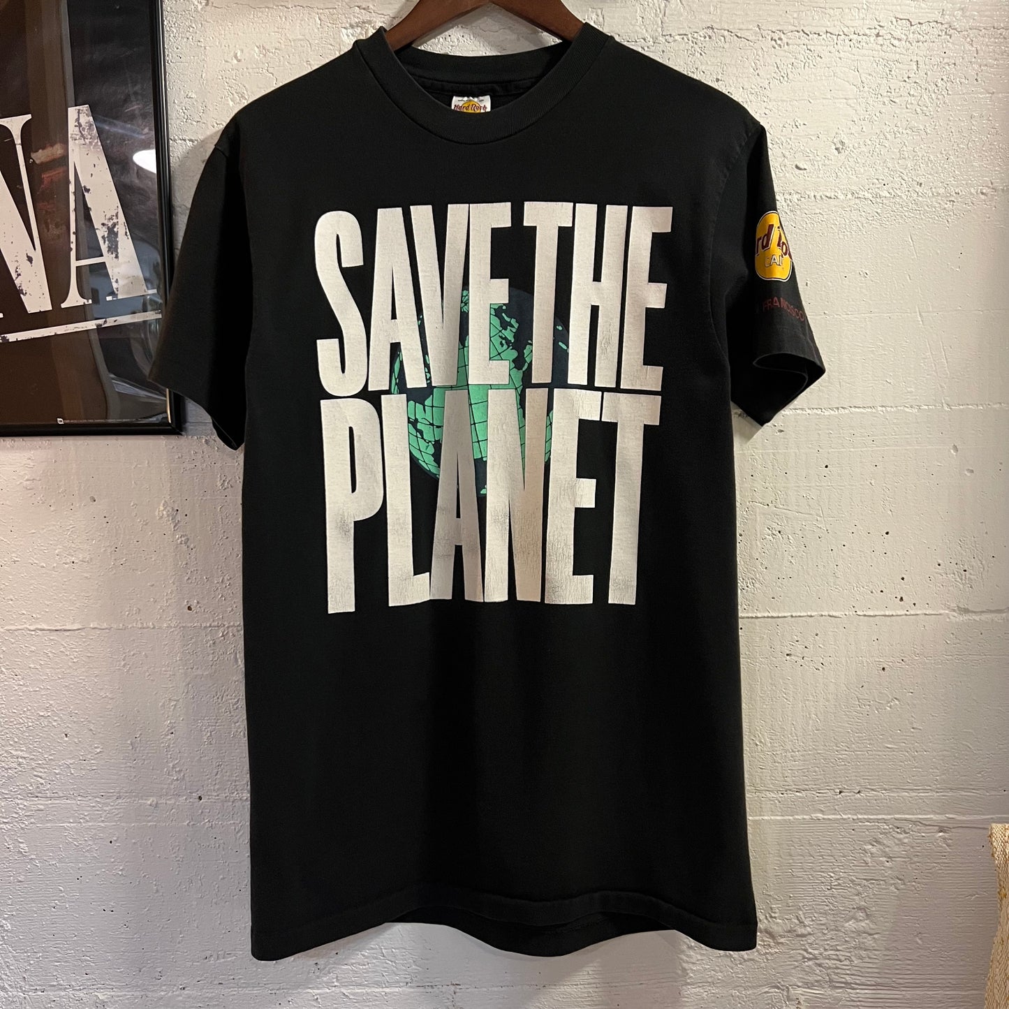 Vintage 90’s Hard Rock Cafe, San Francisco ‘Save The Planet’ Graphic Single Stitch T-Shirt - Size Large - Made In USA - Black/White/Multi