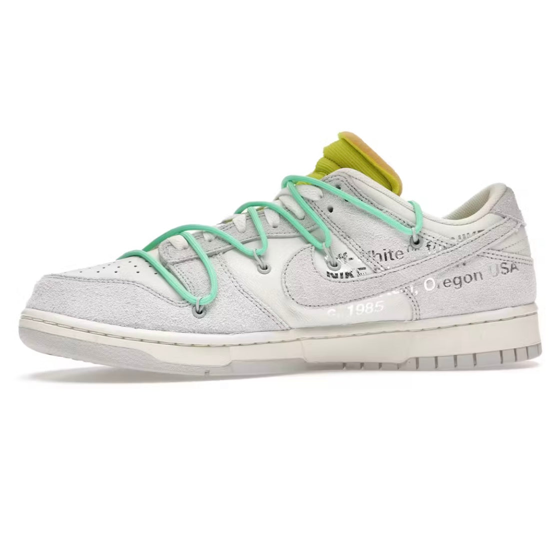 Nike x Off---White Dunk Low Lot 14 Sneaker - Size 9.5M/11W - Sail/Neutral-Grey/Volt - DJ0950-106