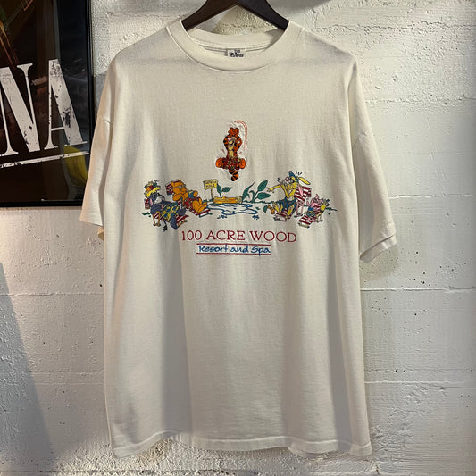 Vintage 90's Disney Winnie The Pooh '100 Acre Wood Resort & Spa' Single Stitch Graphic T-Shirt - Size XXL - Made In USA - White