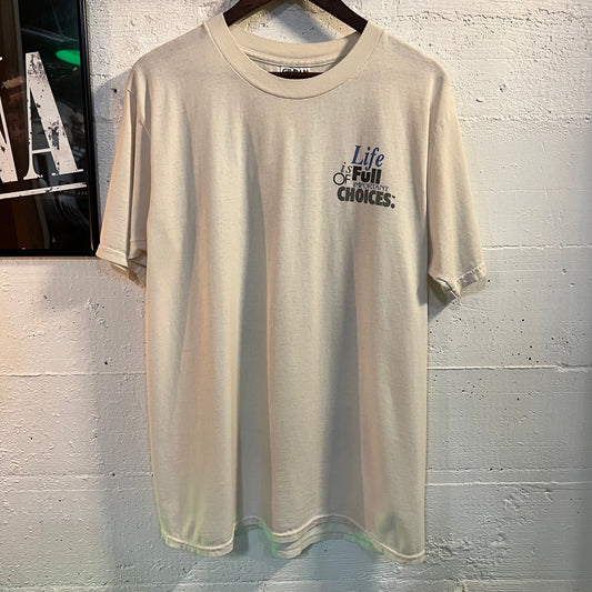 Vintage 1994 Guitar ‘Life Is Full Of Important Choices’ T-Shirt - Size Large - White/Multicolor