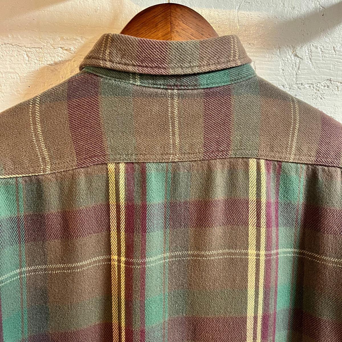 Vintage 90’s Five Brothers Tartan Plaid Flannel - Size Large - Made In USA - Purple/Brown/Green/Tan