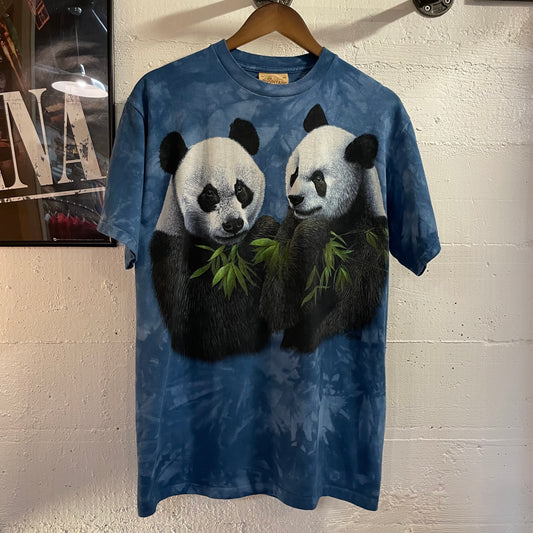 Vintage 2000's The Mountain Pandas By Rock Newcomb Mega Print Tie-Dye T-Shirt - SIze Medium - Printed In USA