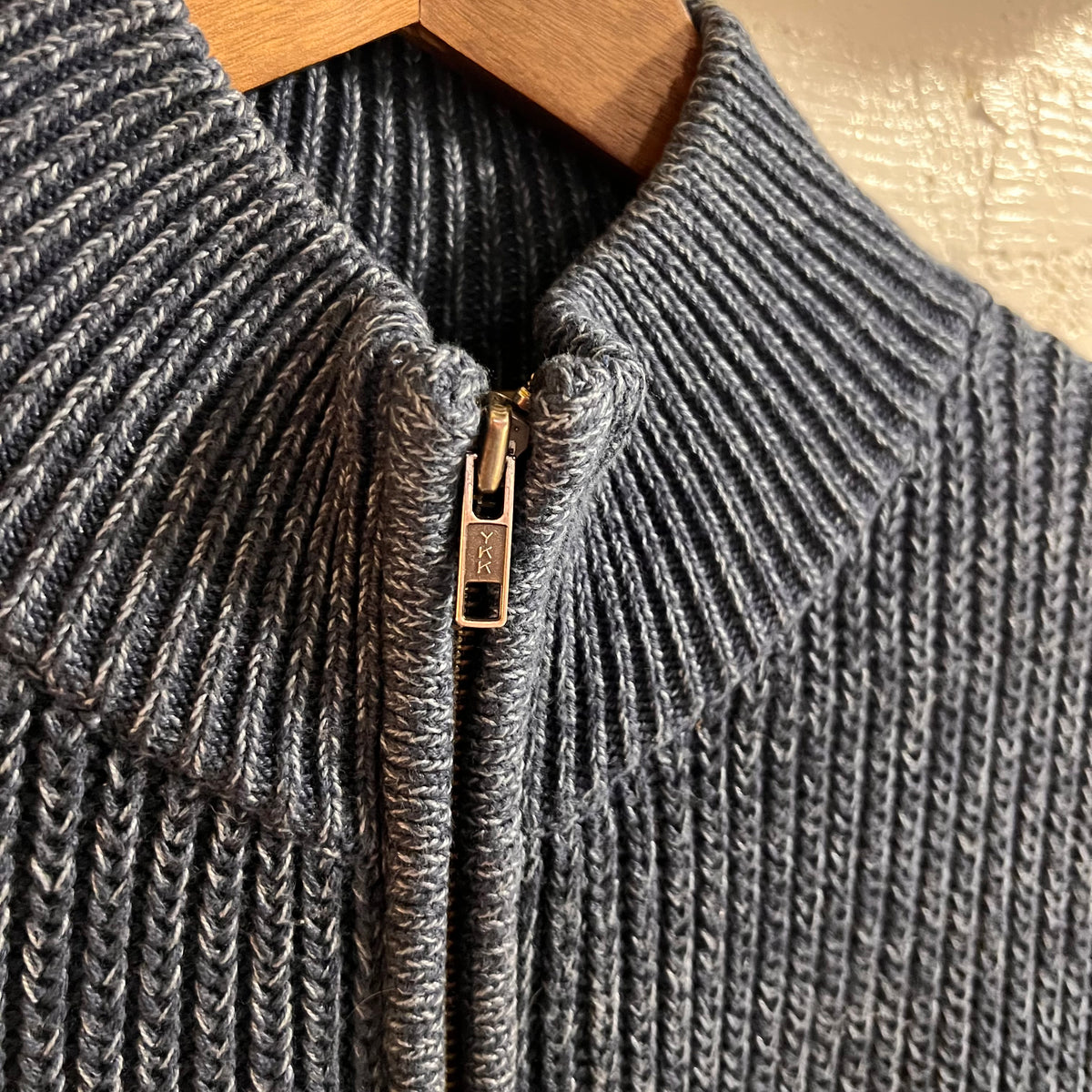 Vintage 2000’s L.L.Bean Heavyweight Full-Zip Mock Neck Ribbed Knit Sweater - Size Medium - Navy