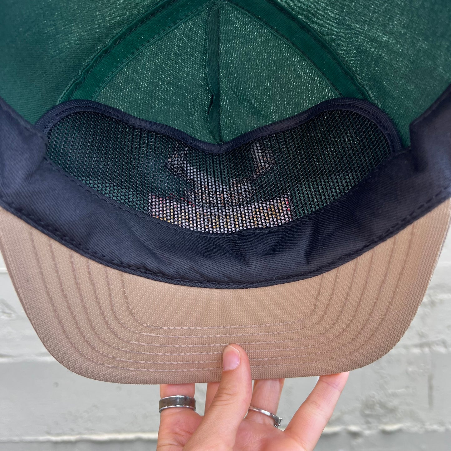 Vintage Embroidered Whitetail Secrets ‘Hunter Services’ 6-Panel Snap Back Trucker Hat - One Size Fits All - Made In USA - Green/Tan/Black