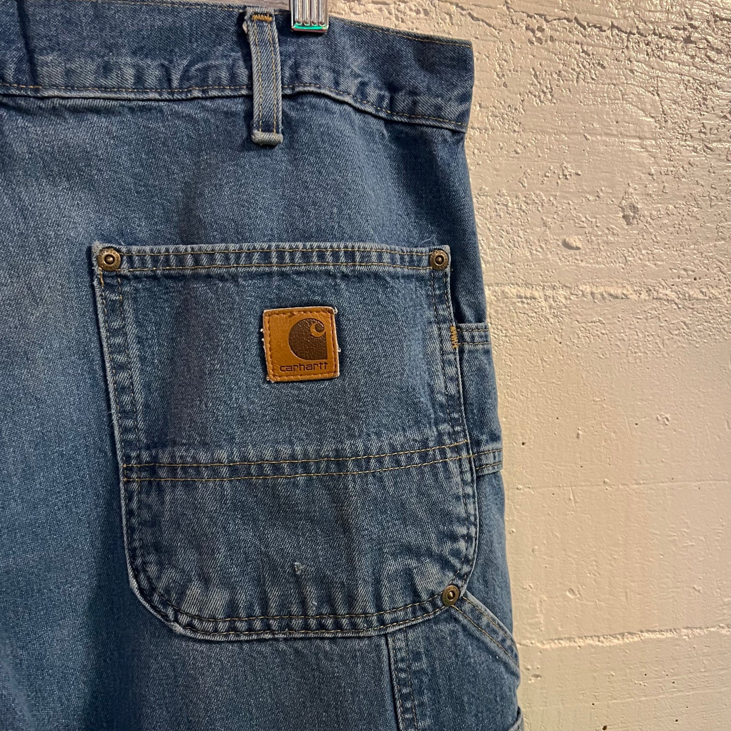Vintage Denim Carhartt Double Knee Cargo Jeans - Size 34”x36” - B273 DST - Medium Wash