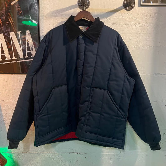 Vintage Key Imperial Workwear Quilted Chore Coat - Size XXL - Made In USA - Navy/Red
