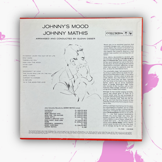 Vintage 1960 Johnny Mathis ‘Johnny’s Mood’ Vinyl Record