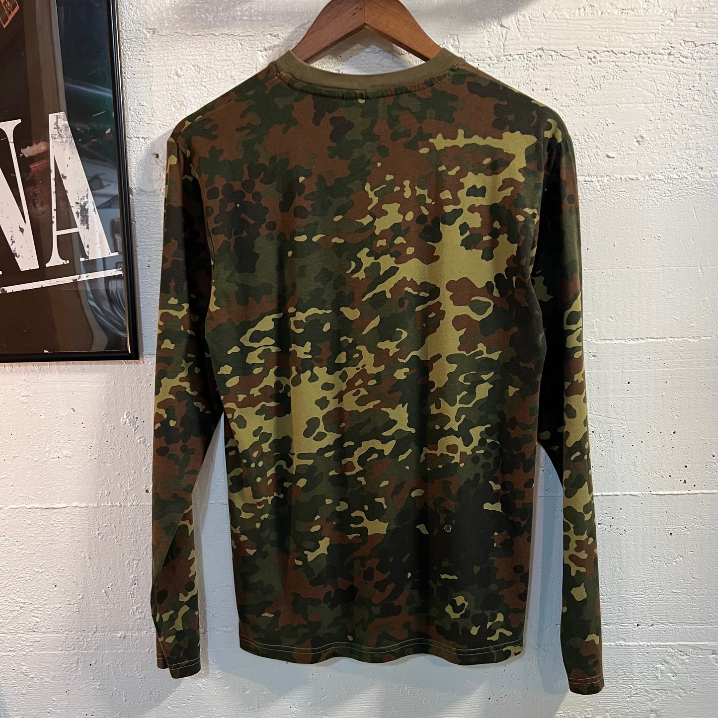 German Mil-Tec Flecktarn Camouflage Long Sleeve Shirt - Size Medium - 100% Cotton - Olive/Beige/Brown