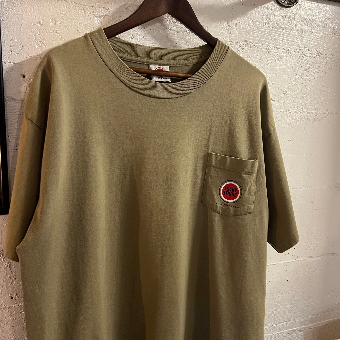 Vintage Lucky Strike Single Stitch Pocket T-Shirt - Size XL - Made In USA - Sage Green
