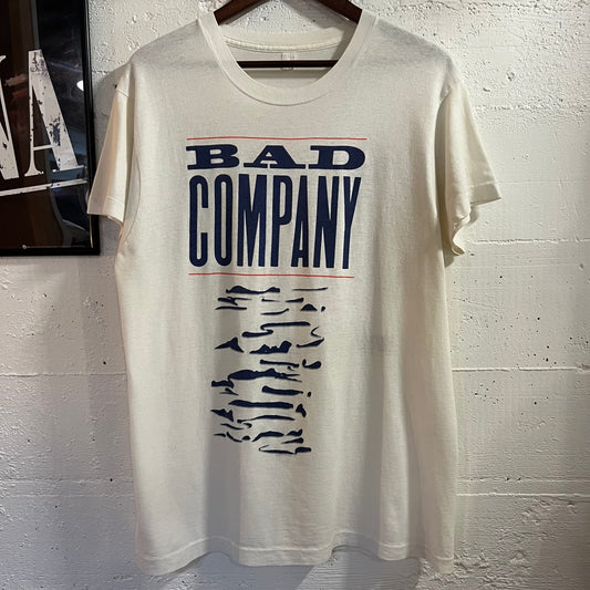 Vintage 1991 Bad Company Holy Water World Tour Single Stitch T-Shirt - Size Large - White/Navy/Orange